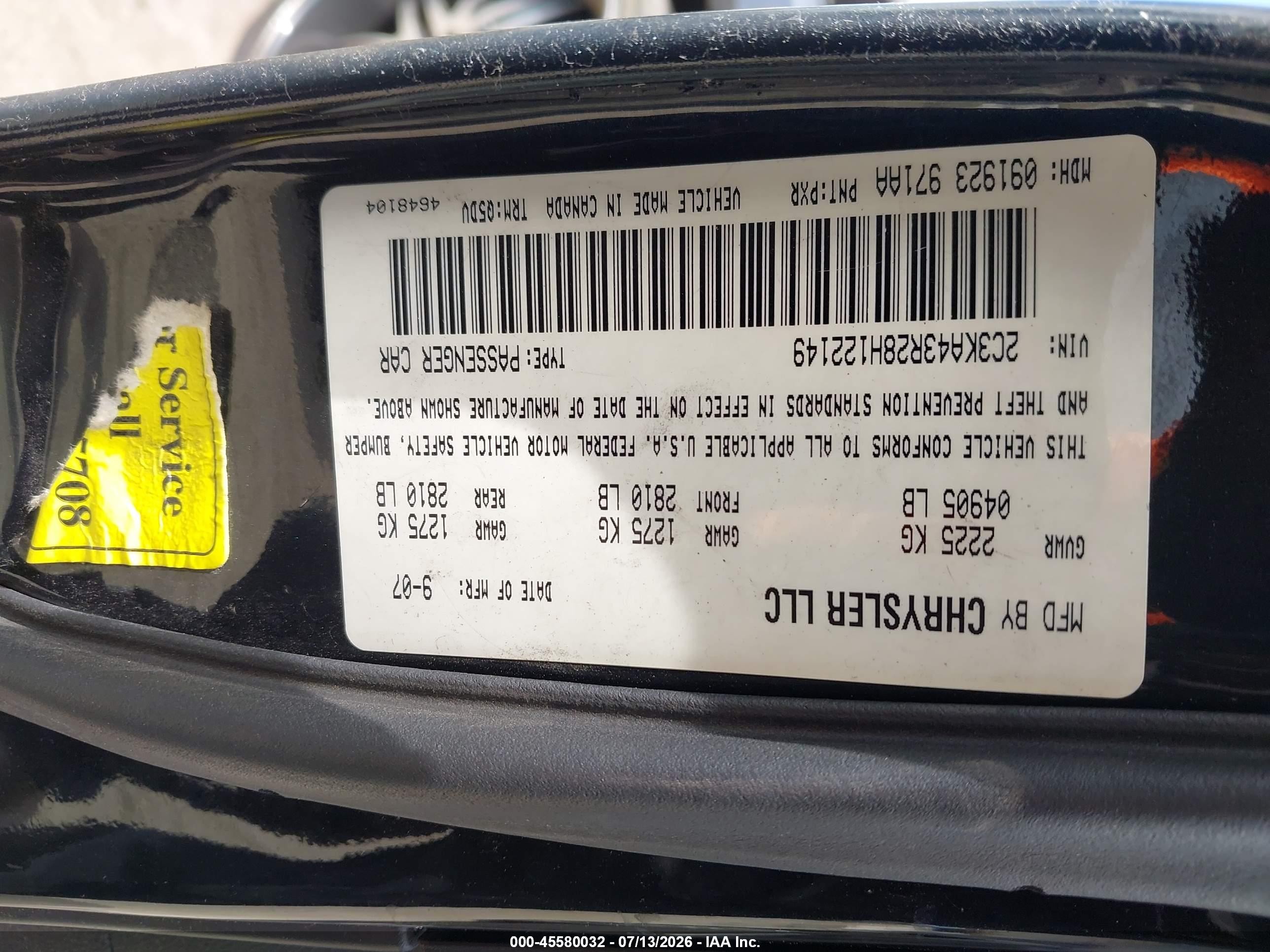 2008 Chrysler 300 Lx Черный vin: 2C3KA43R28H122149