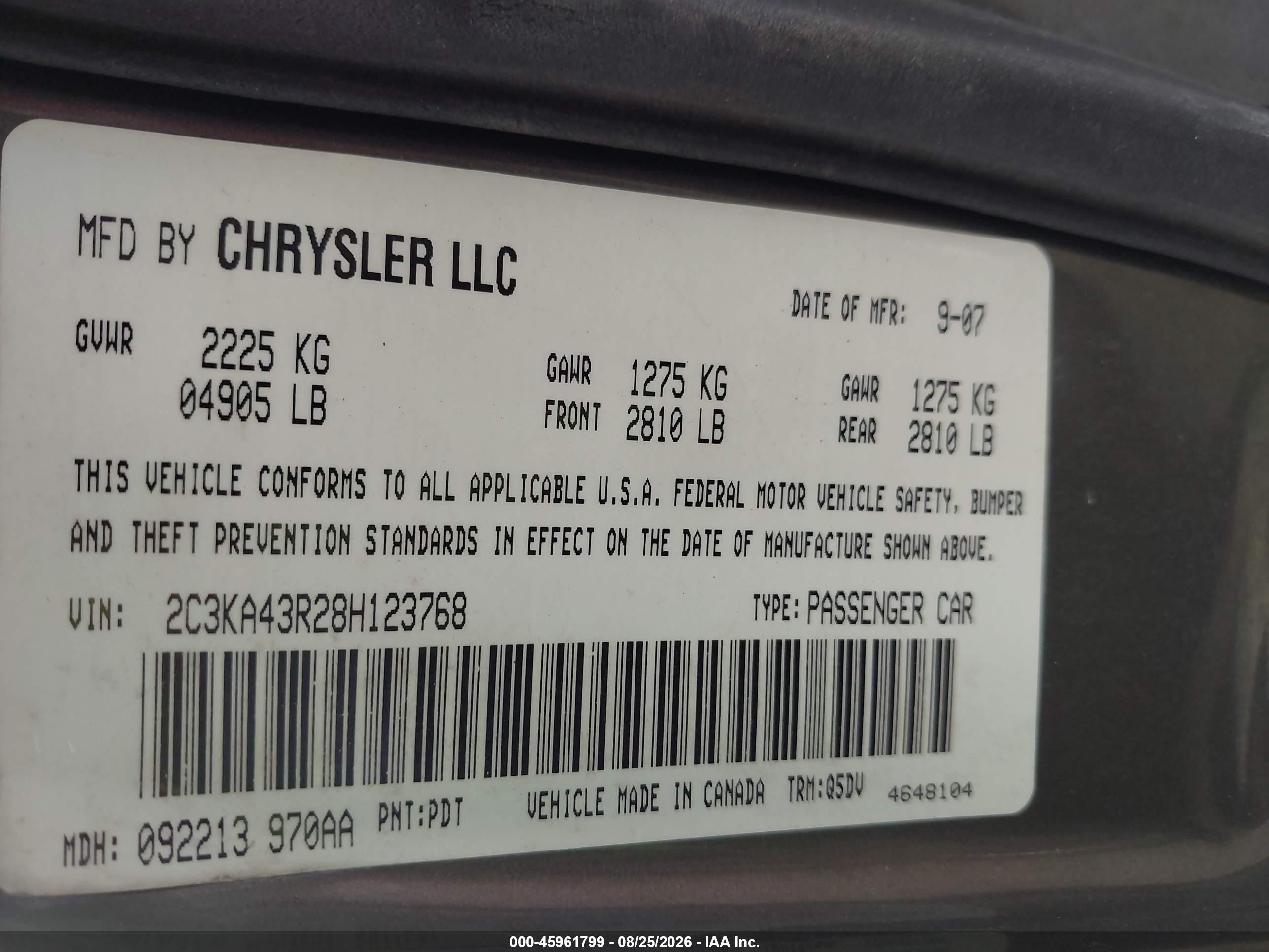 2008 Chrysler 300 Lx Gray vin: 2C3KA43R28H123768