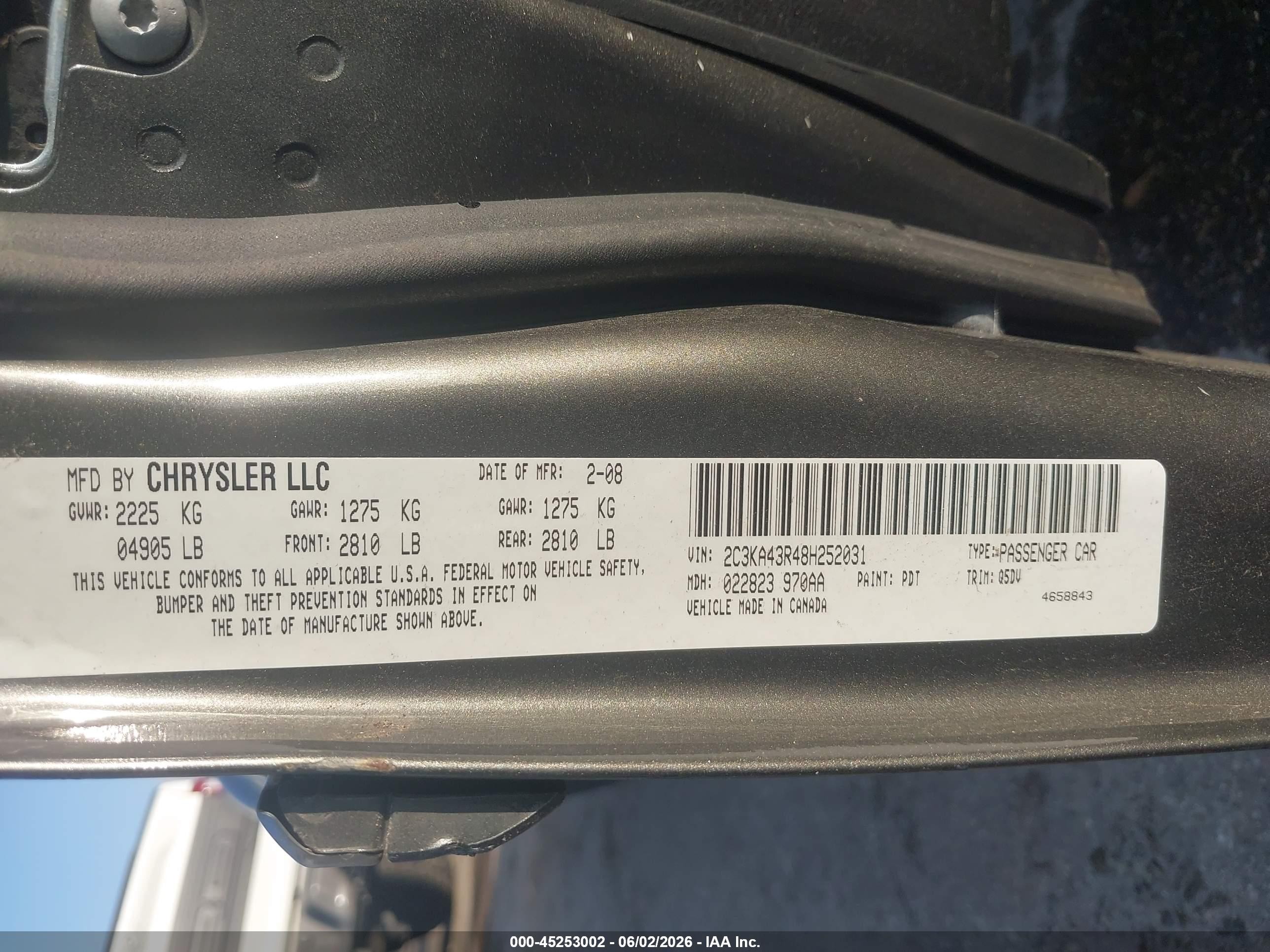 2008 Chrysler 300 Lx Gray vin: 2C3KA43R48H252031