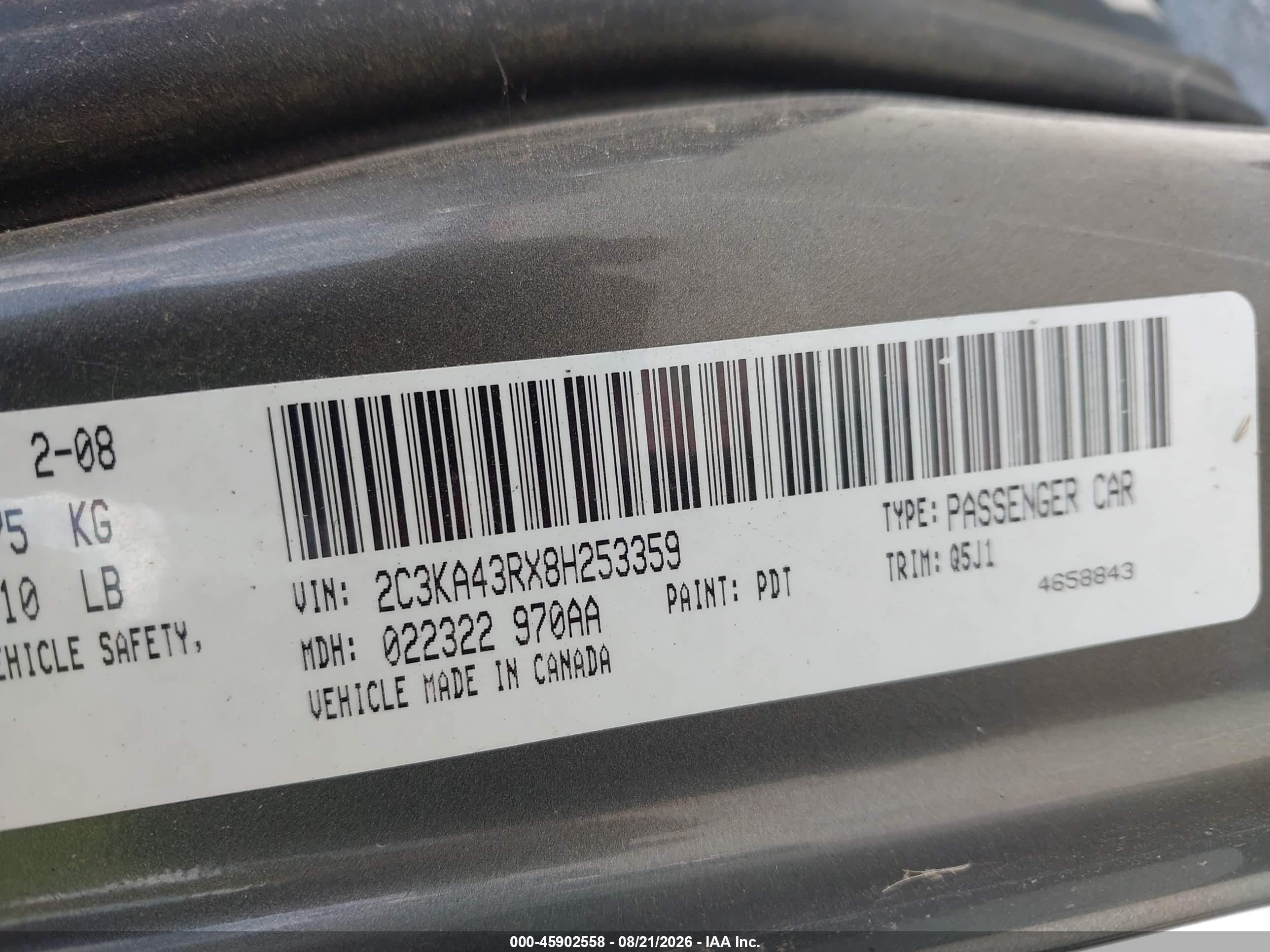 2008 Chrysler 300 Lx Gray vin: 2C3KA43RX8H253359
