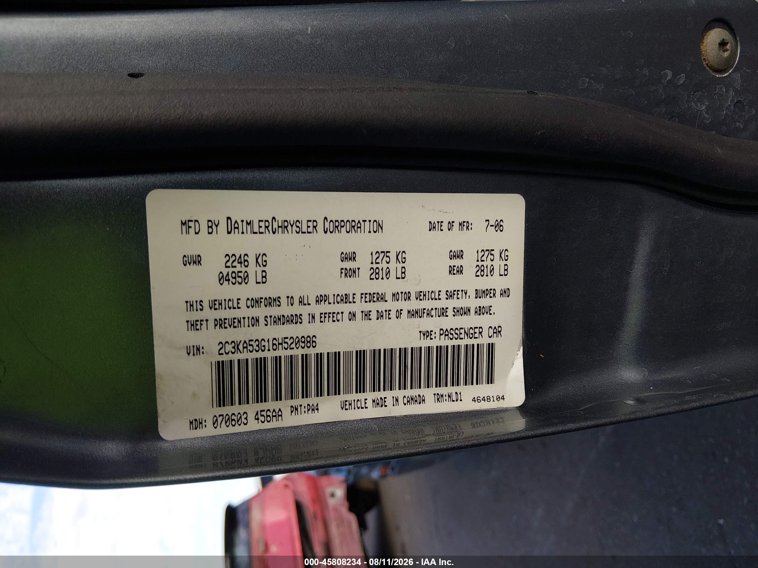2006 Chrysler 300 Touring Gray vin: 2C3KA53G16H520986