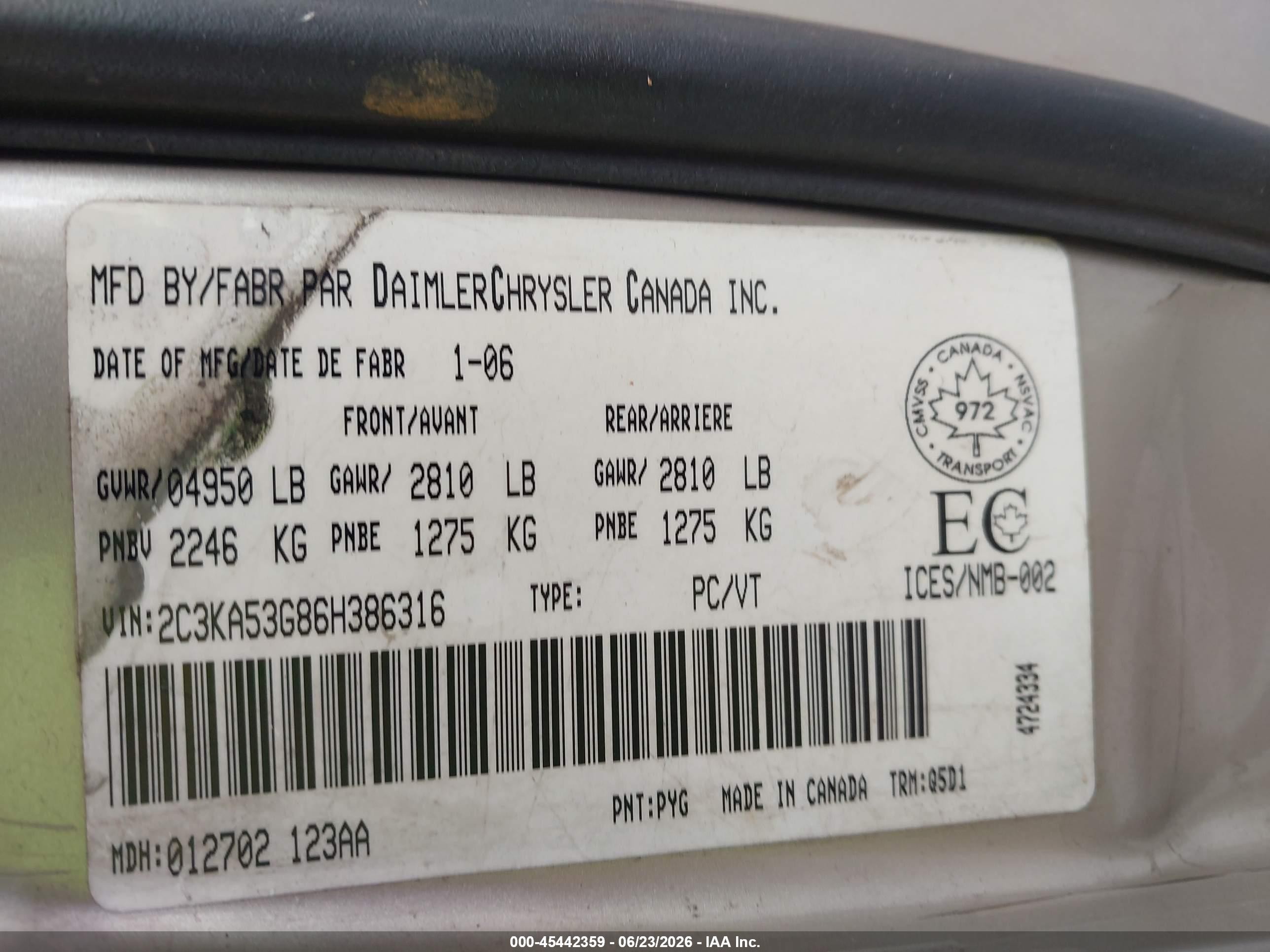2006 Chrysler 300   Silver vin: 2C3KA53G86H386316