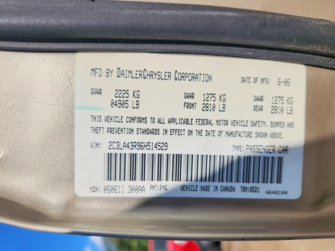 2006 Chrysler 300c Gold vin: 2C3KA63H279396