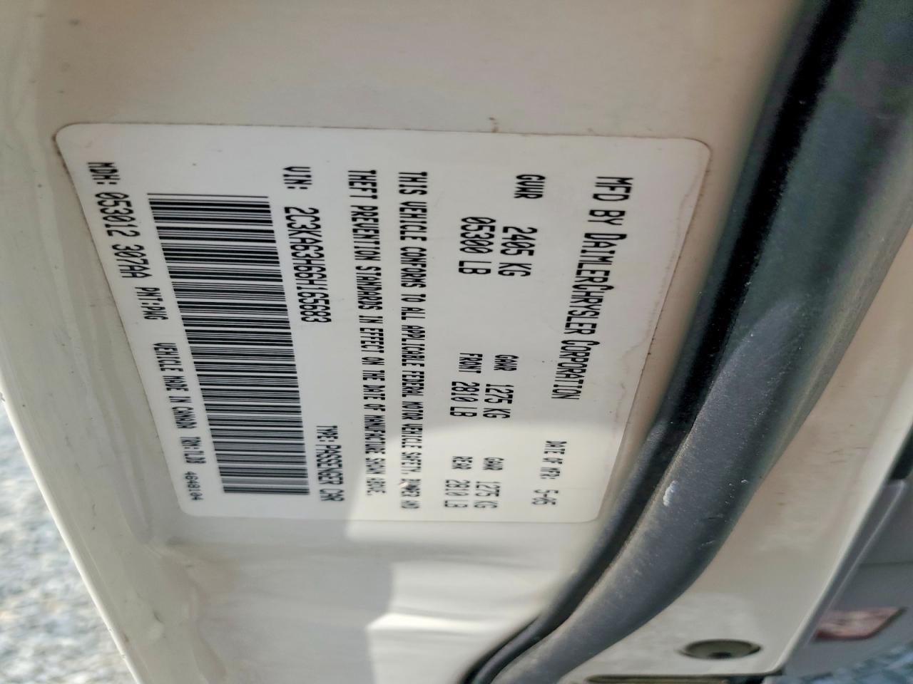 2006 Chrysler 300c Белый vin: 2C3KA63H66H165683