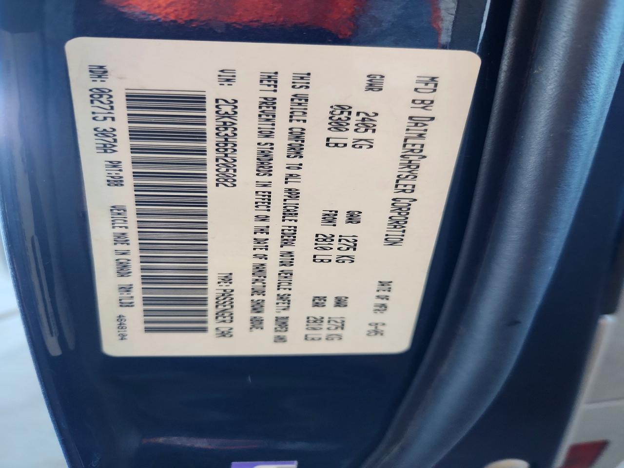 2006 Chrysler 300c Blue vin: 2C3KA63H66H205082