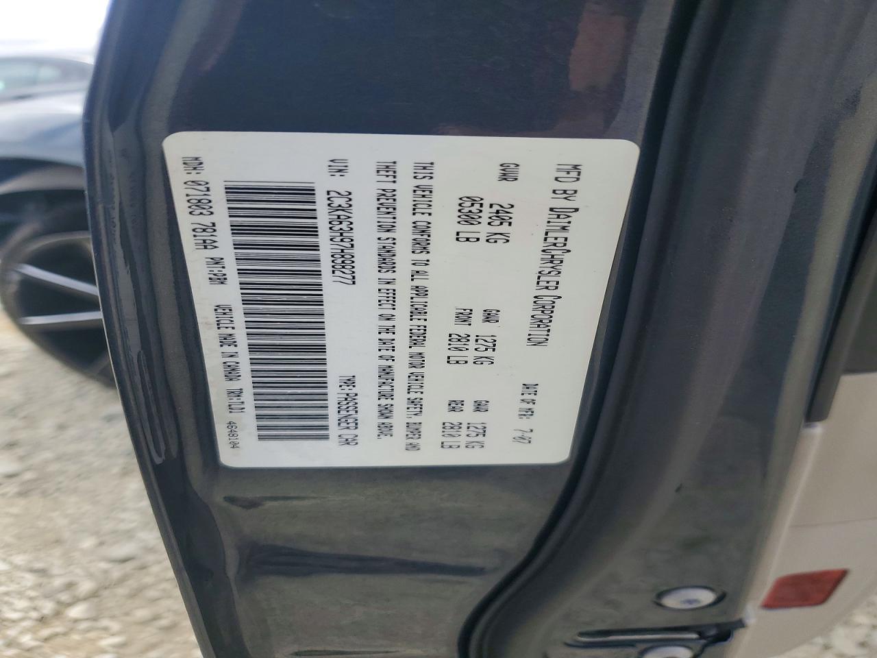 2007 Chrysler 300c Charcoal vin: 2C3KA63H97H898277