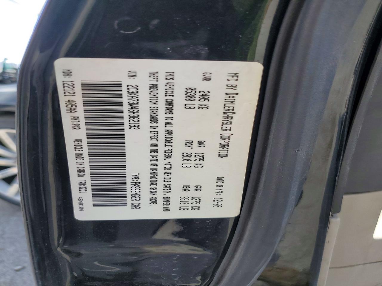 2006 Chrysler 300c Srt-8 Черный vin: 2C3KA73W46H362193