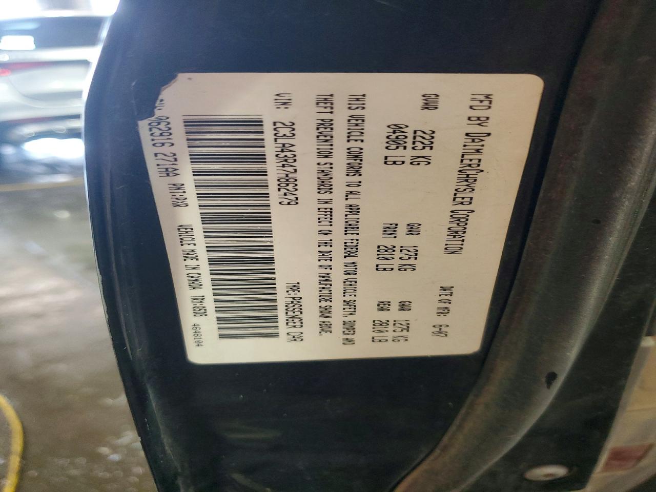 2007 Chrysler 300 Black vin: 2C3LA43R47H862479