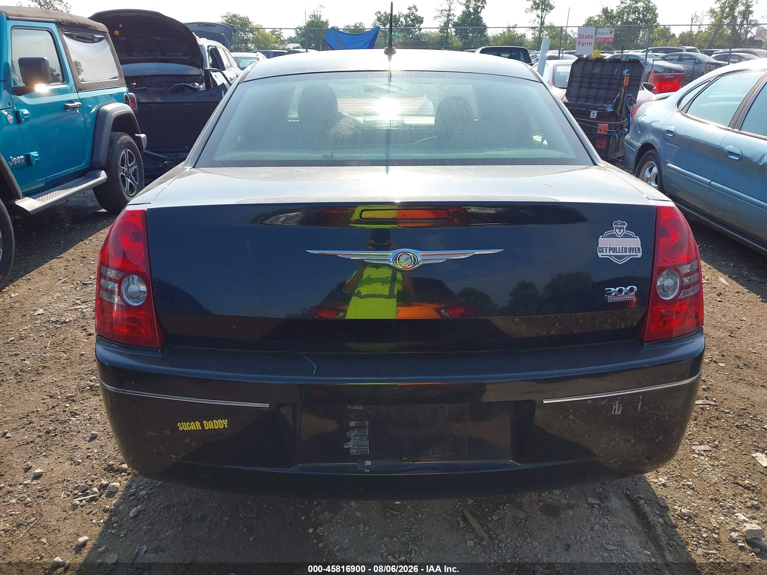 2008 Chrysler 300 Touring Black vin: 2C3LA53G98H238022