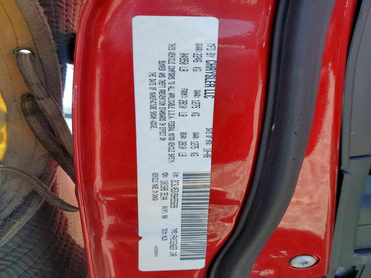 2009 Chrysler 300 Touring Red vin: 2C3LA53V99H555699
