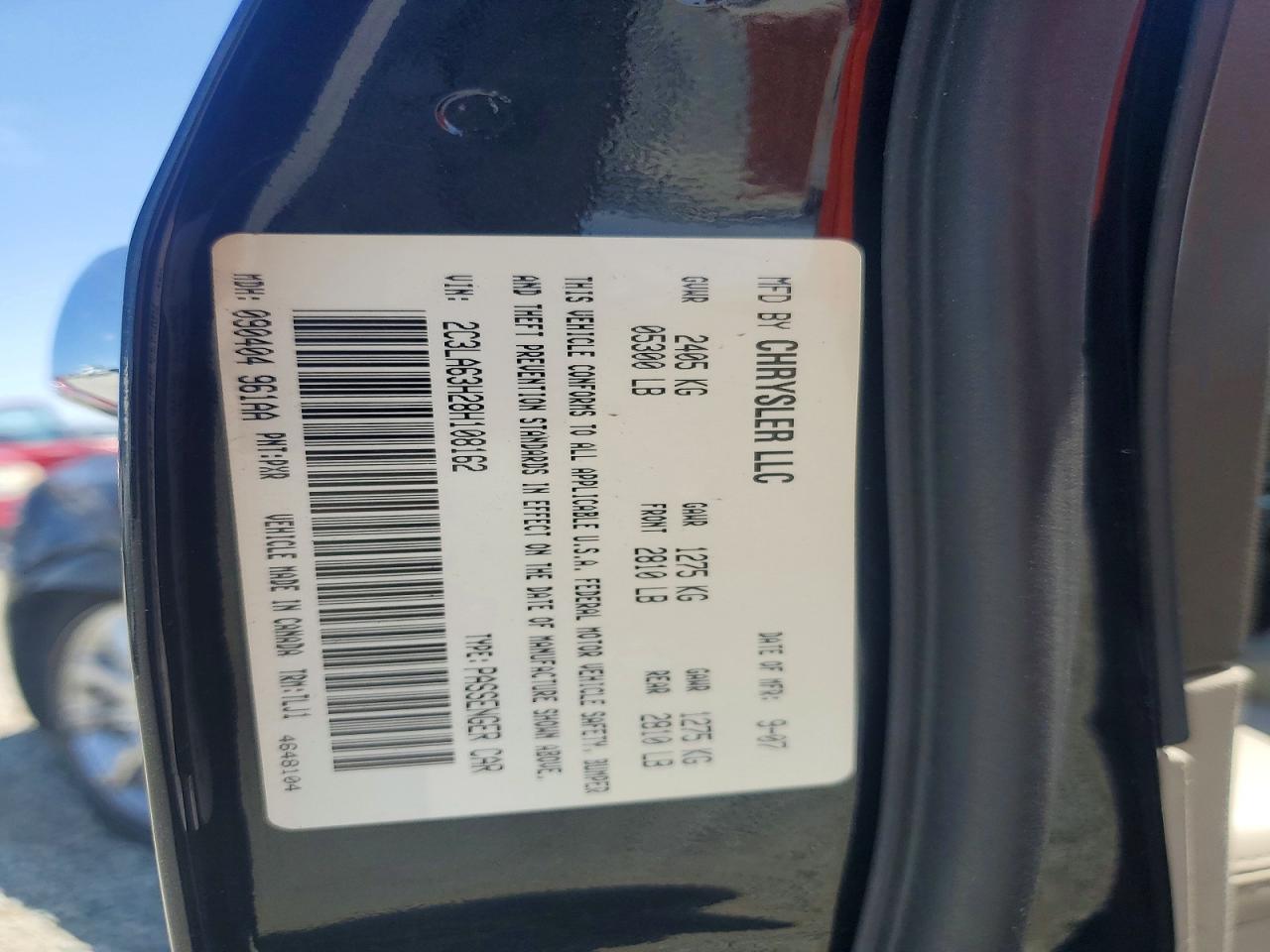 2008 Chrysler 300c Black vin: 2C3LA63H28H108162