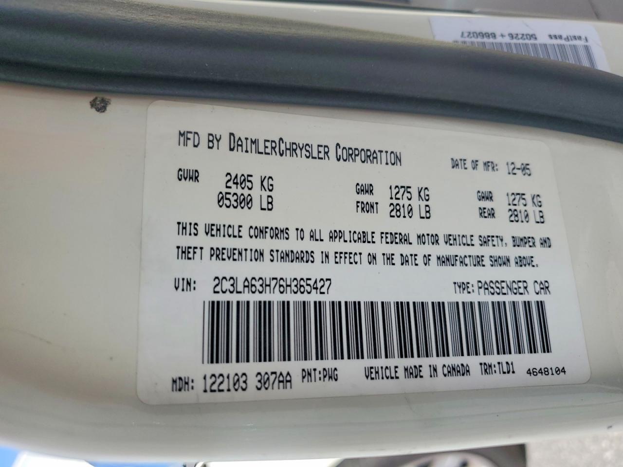 2006 Chrysler 300c Cream vin: 2C3LA63H76H365427