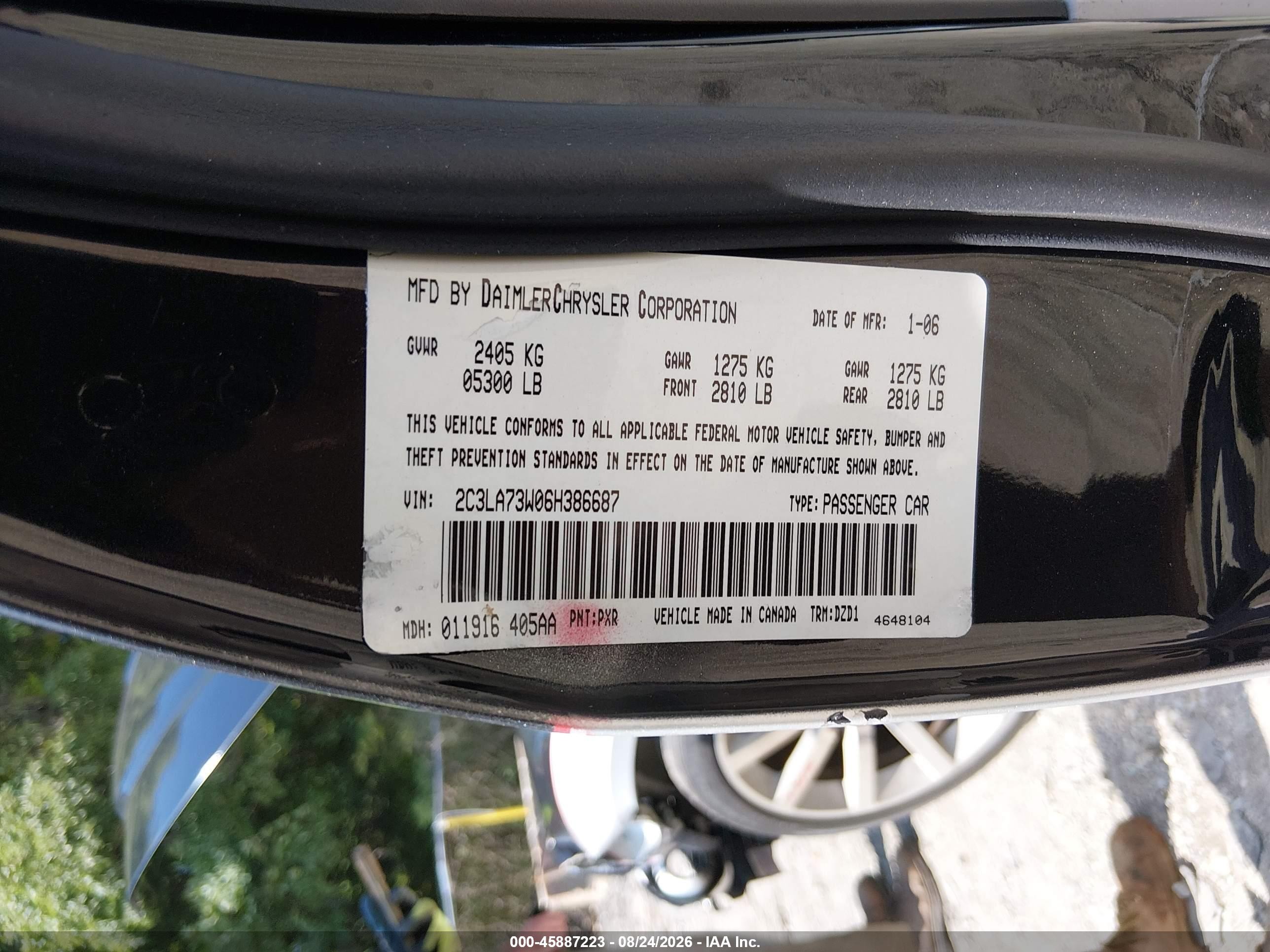 2006 Chrysler 300c Srt8 Черный vin: 2C3LA73W06H386687
