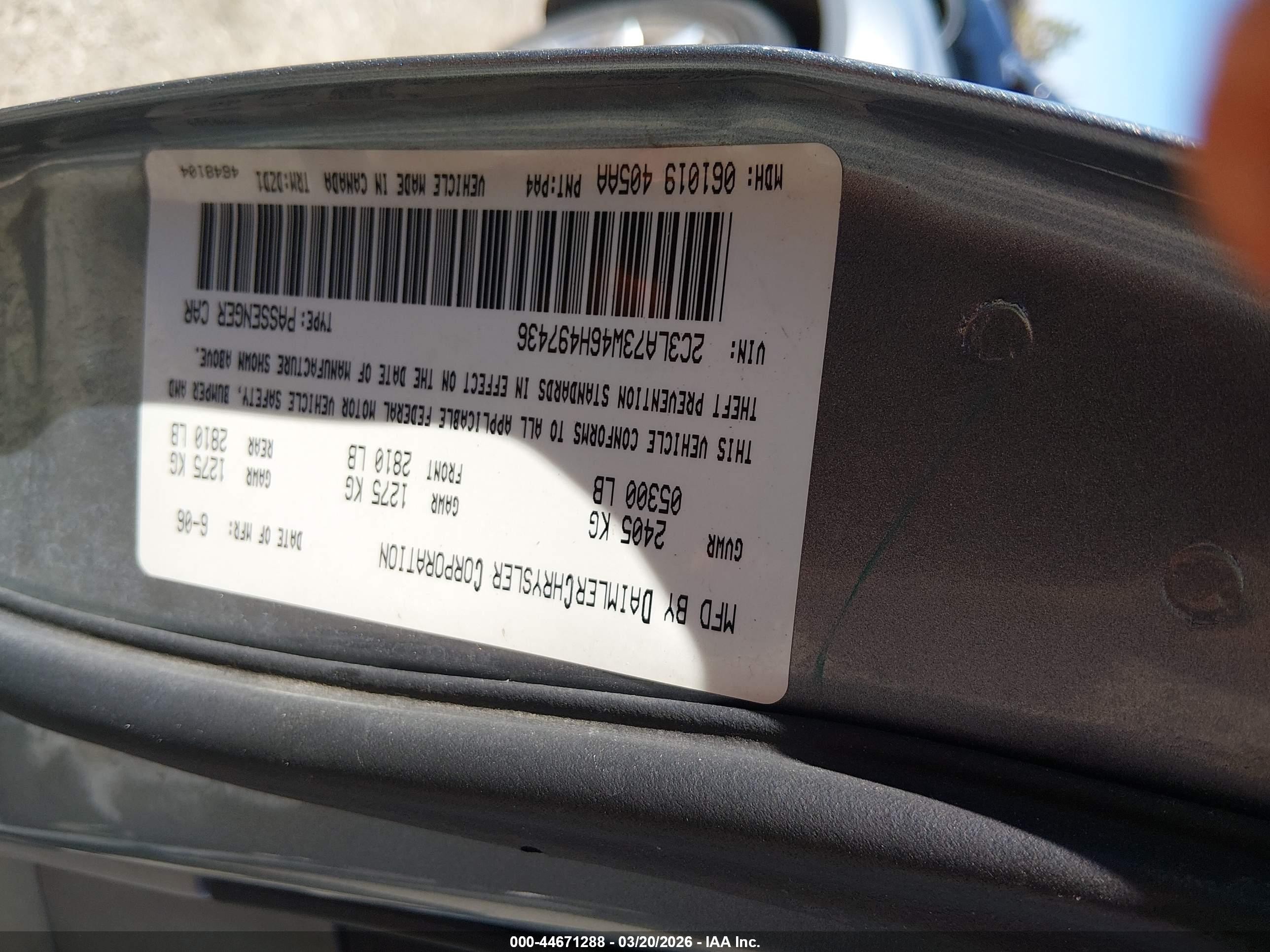 2006 Chrysler 300c Srt8 Gray vin: 2C3LA73W46H497436
