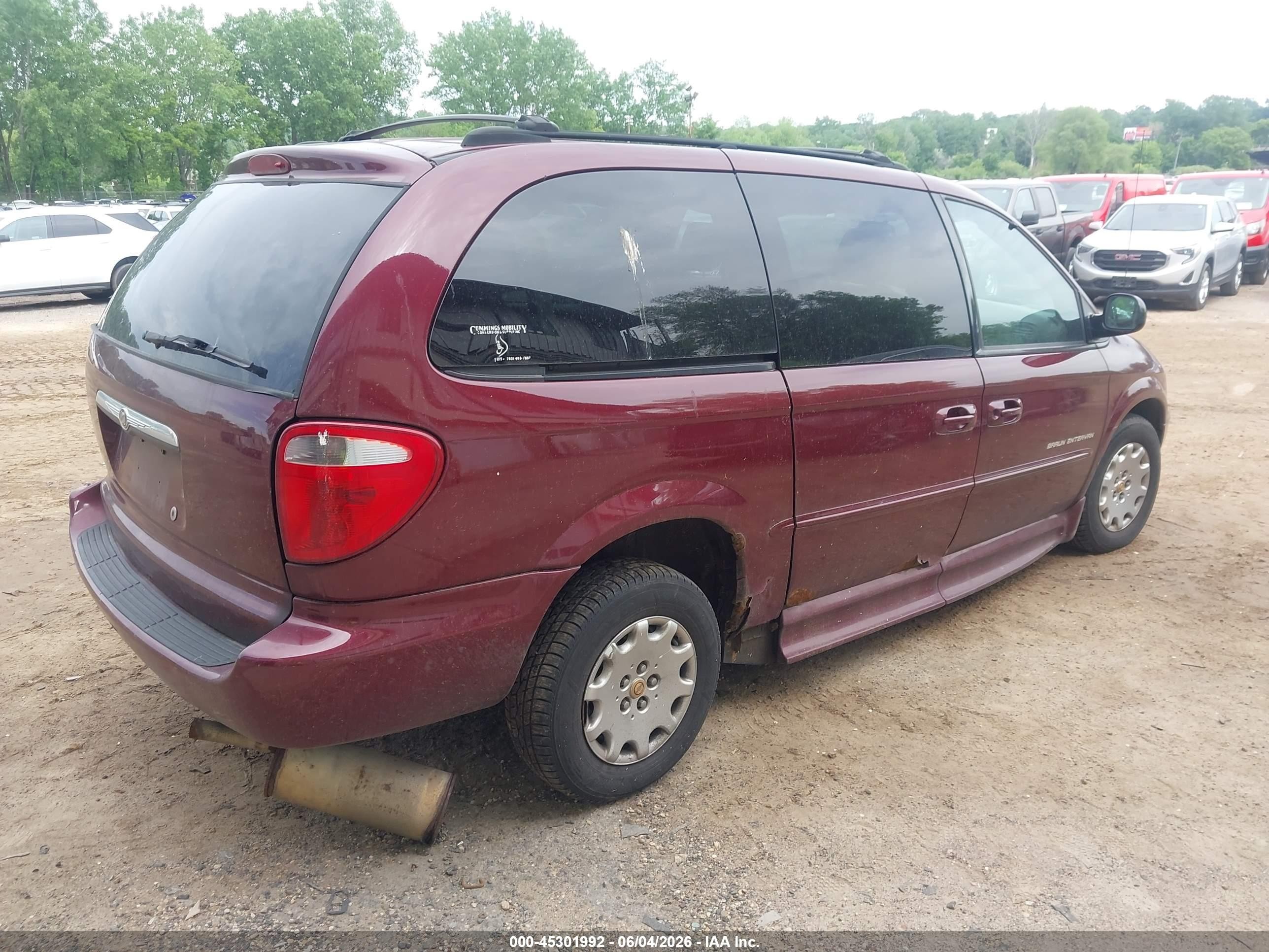 2001 Chrysler Town & Country Lx Burgundy vin: 2C4GP44351R335218