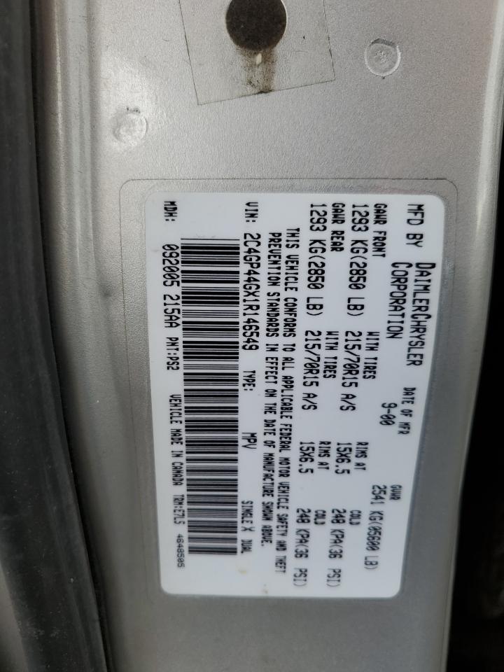 2001 Chrysler Town & Country Lx Silver vin: 2C4GP44GX1R146549
