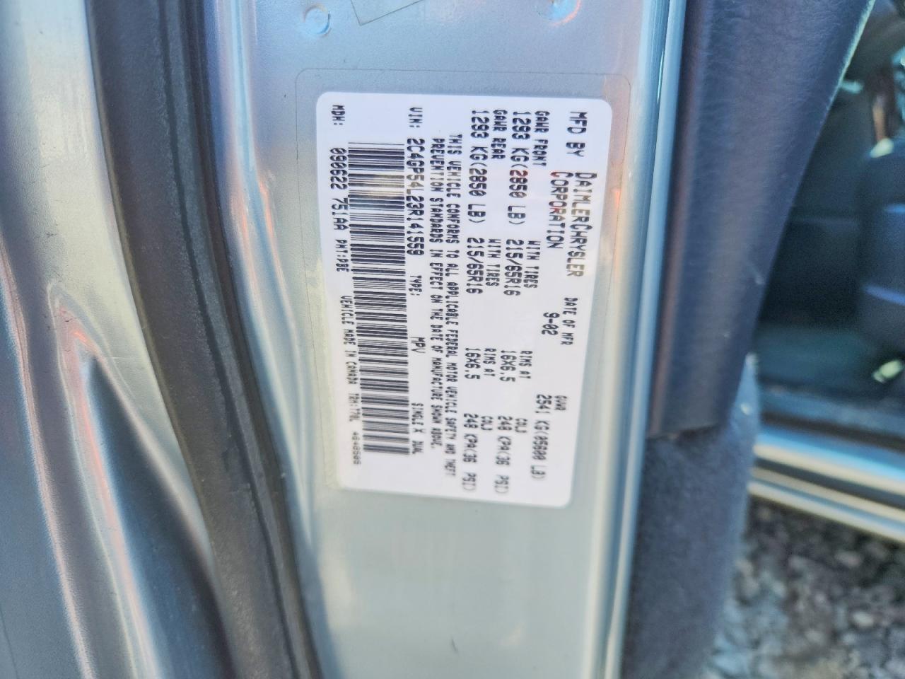 2003 Chrysler Town & Country Lxi Blue vin: 2C4GP54L23R141559