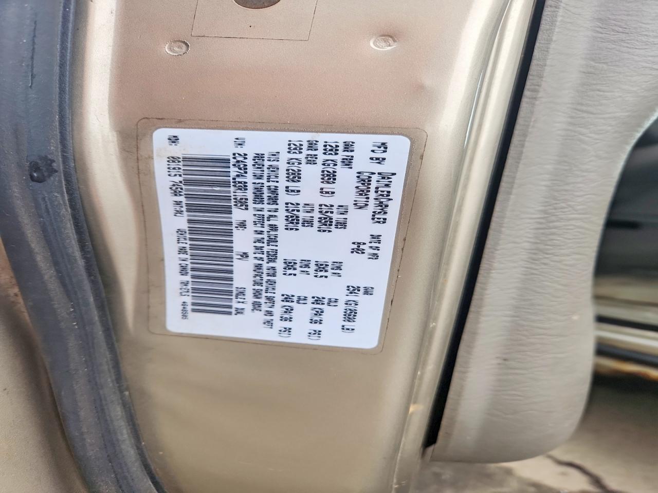 2003 Chrysler Town & Country Ex Gold vin: 2C4GP74L83R115057