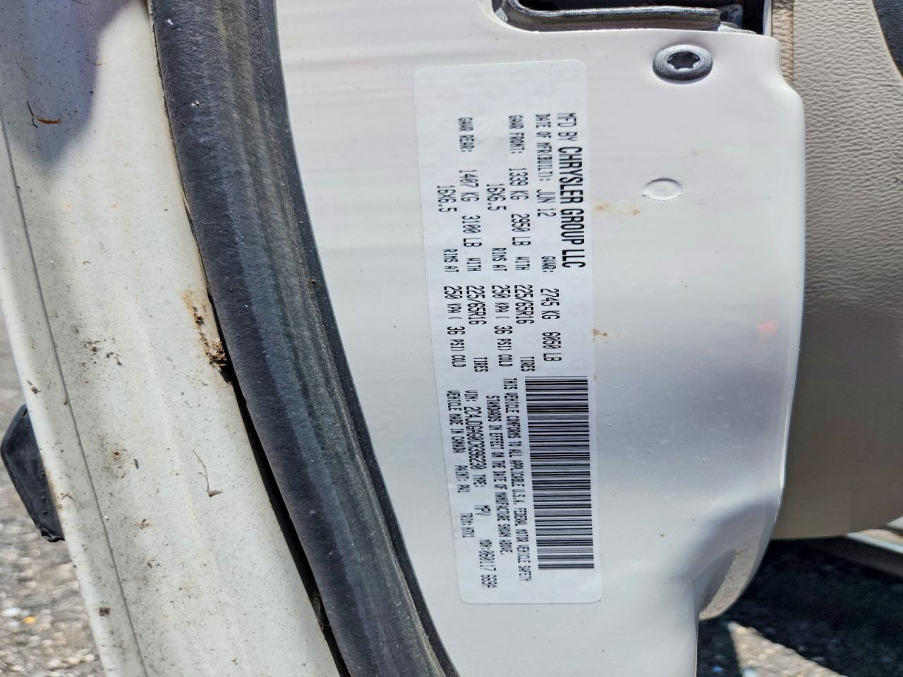 2012 Dodge Ram Van White vin: 2C4JDGAG0CR396230