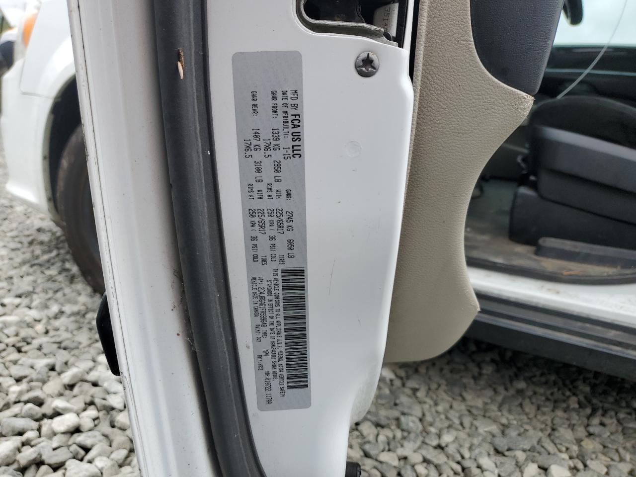 2015 Ram Tradesman White vin: 2C4JRGAG1FR599648