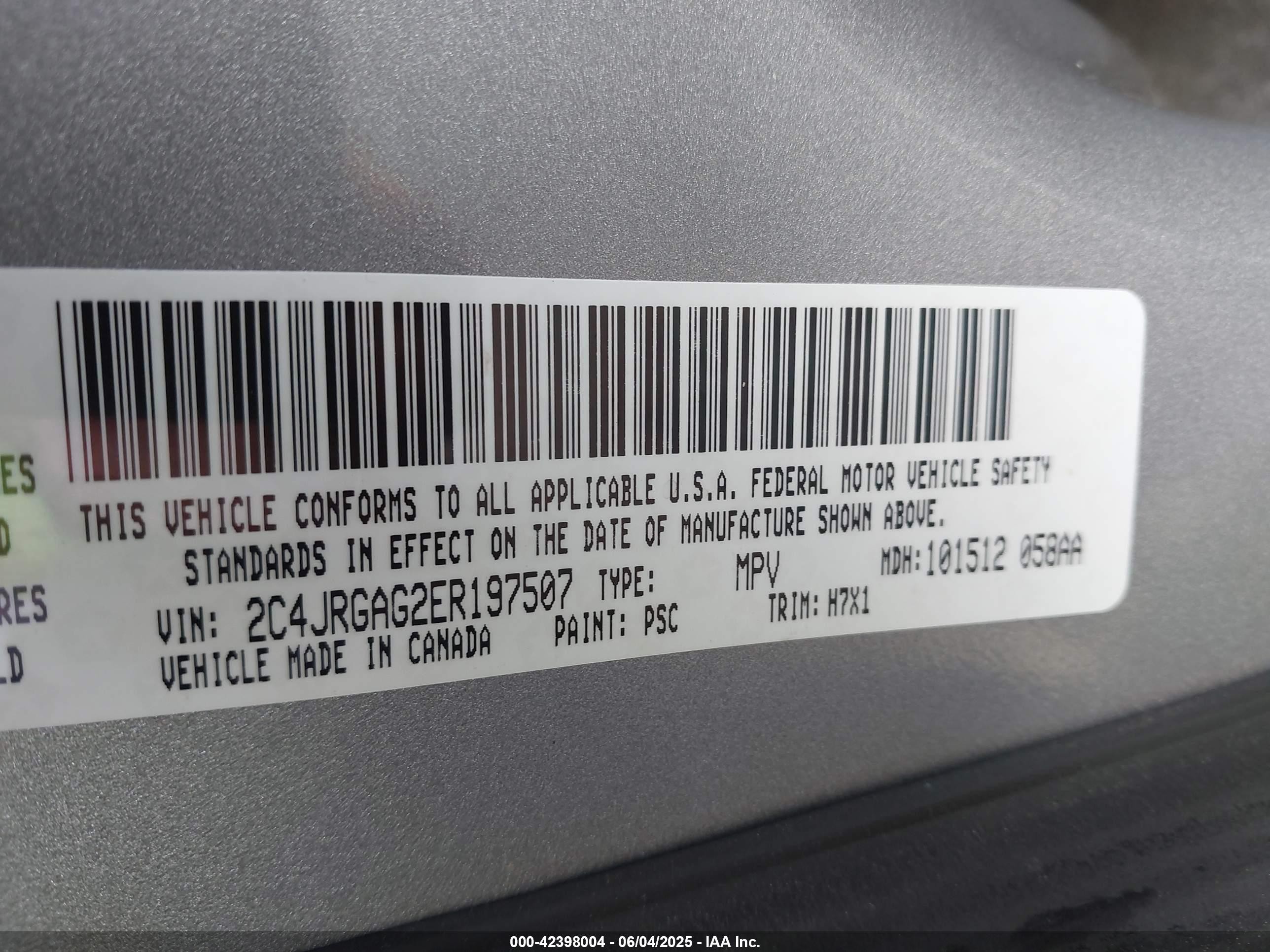 2014 Ram Cargo Tradesman Gray vin: 2C4JRGAG2ER197507