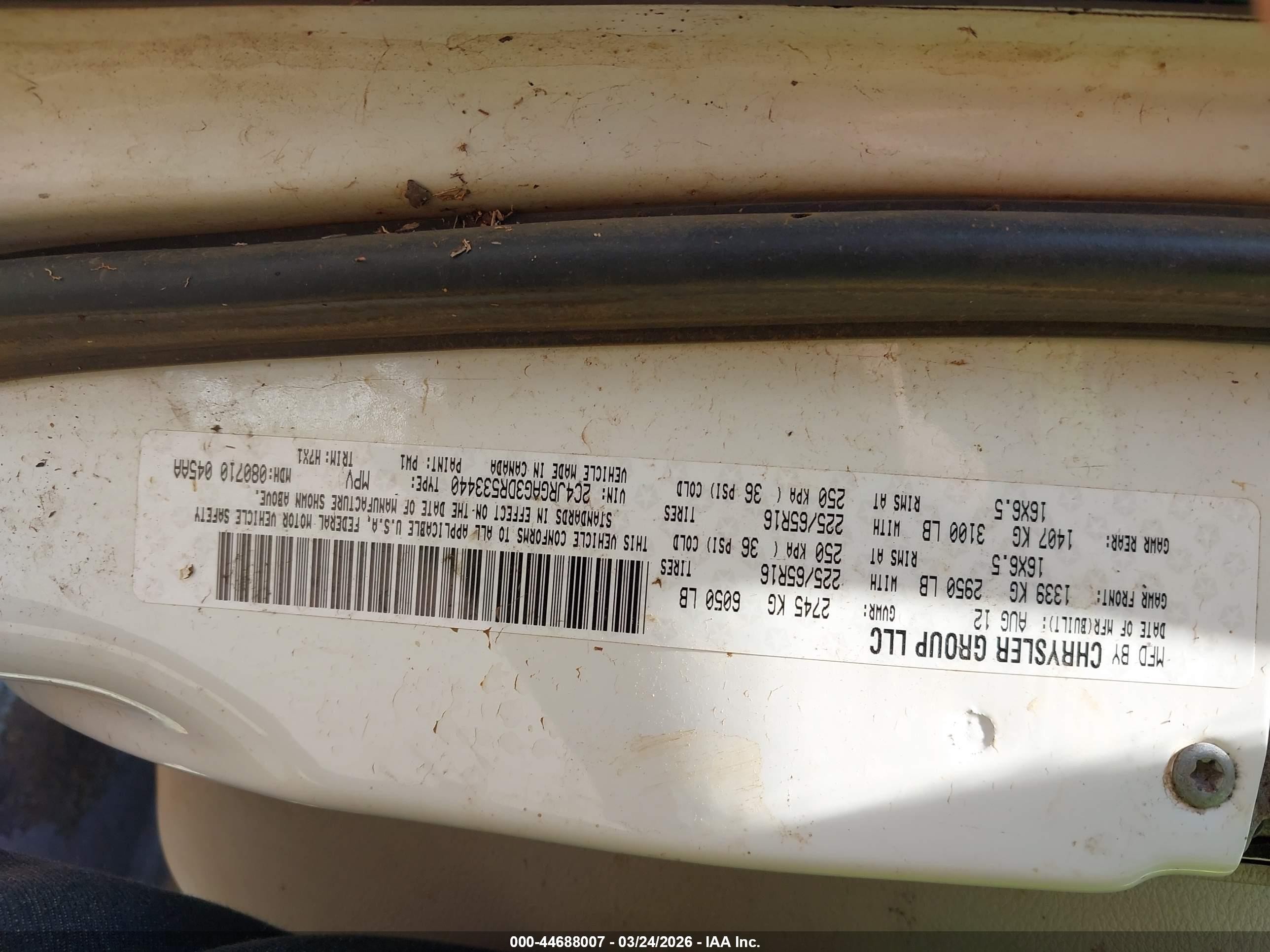2013 Ram Cargo Tradesman White vin: 2C4JRGAG3DR533440