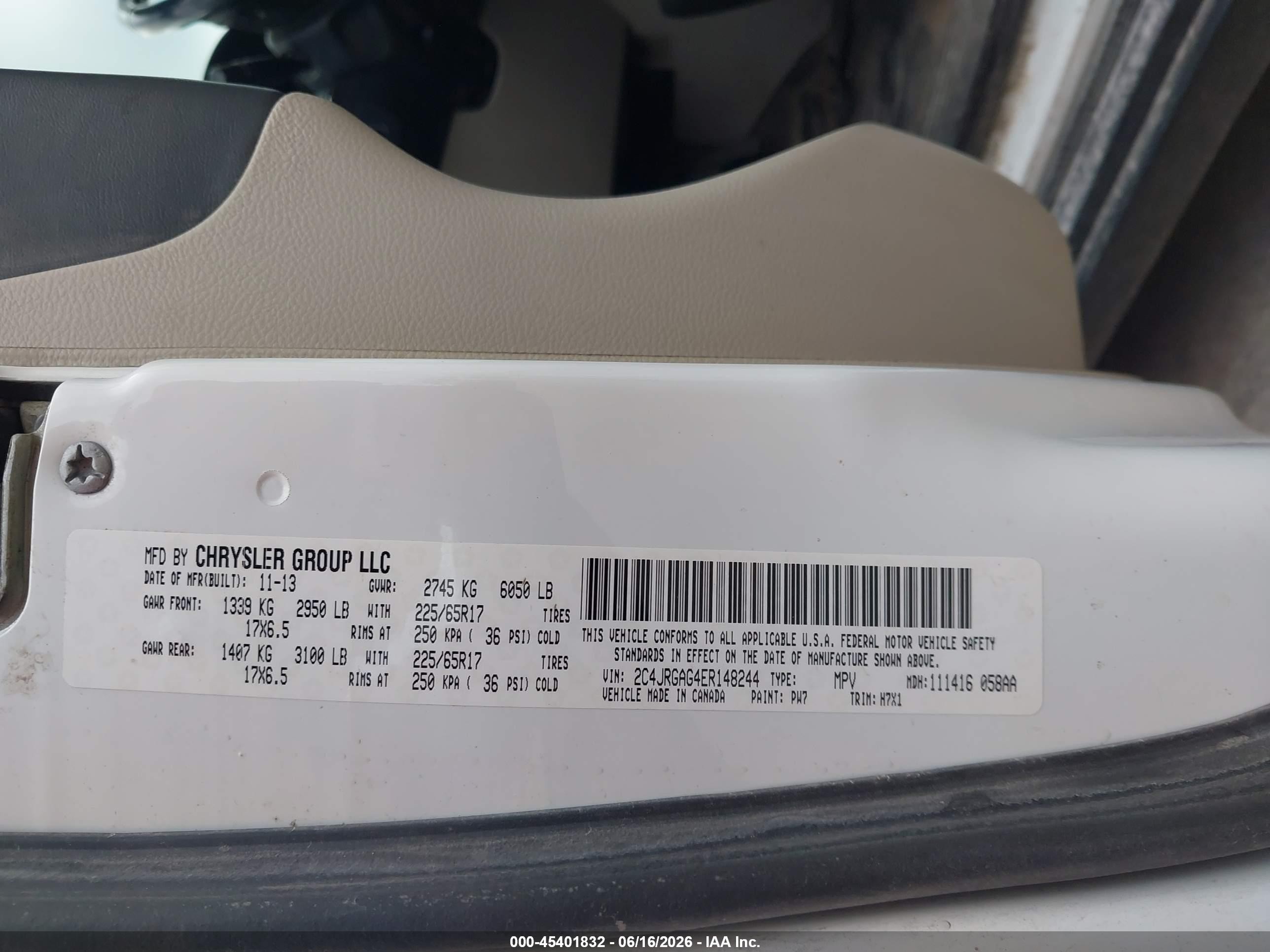 2014 Ram Cargo Tradesman Белый vin: 2C4JRGAG4ER148244