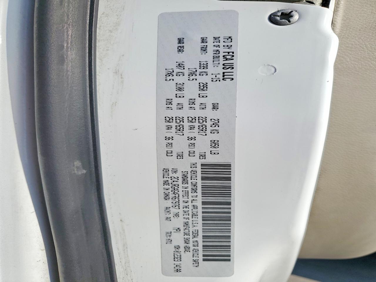 2015 Ram Tradesman White vin: 2C4JRGAG4FR679767
