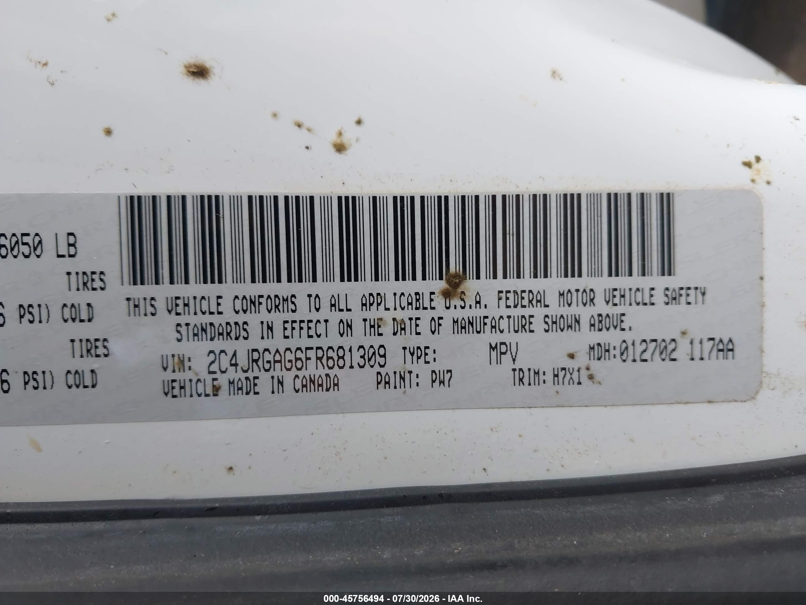 2015 Ram Cargo Tradesman White vin: 2C4JRGAG6FR681309