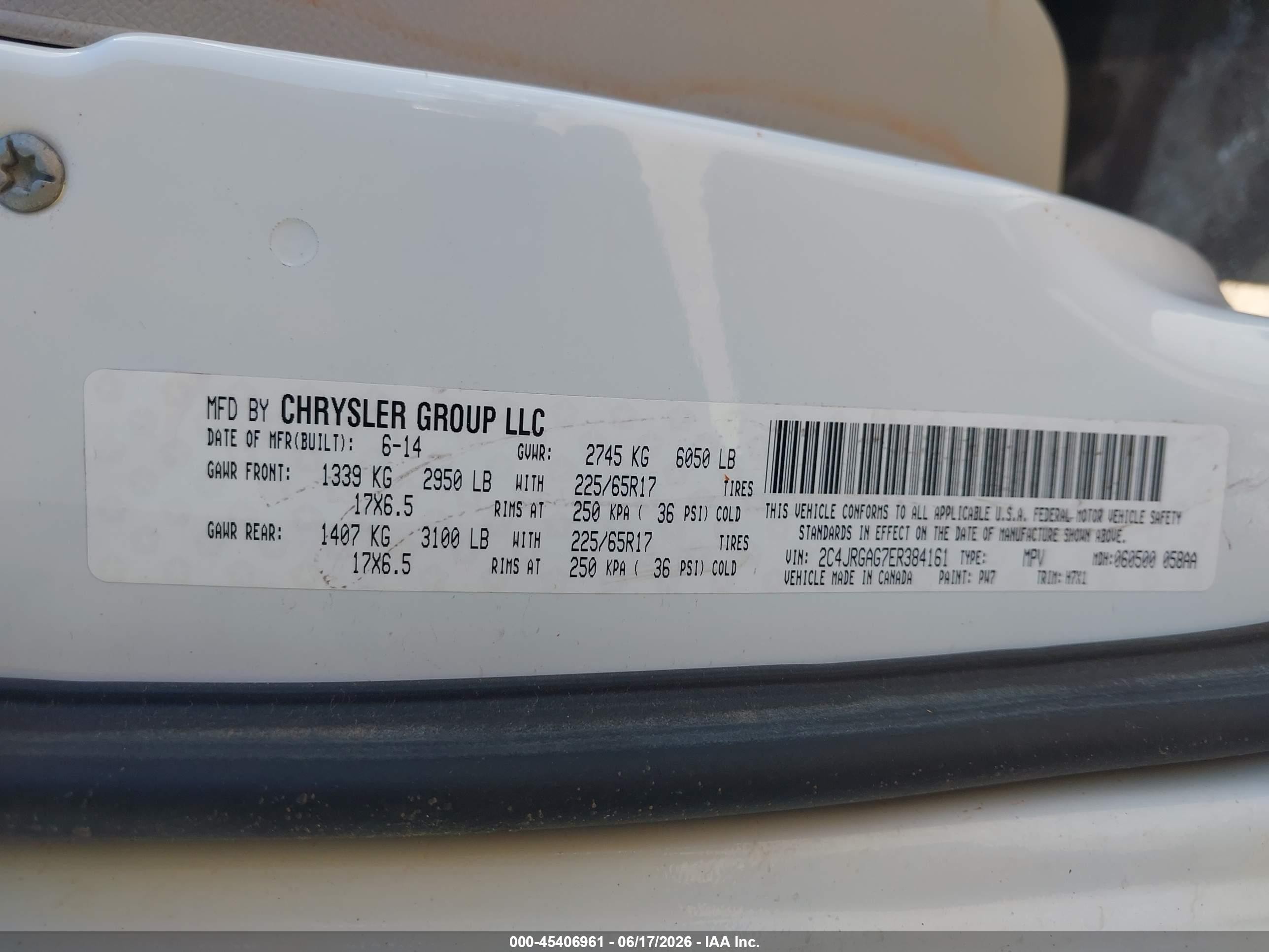 2014 Ram Cargo Tradesman White vin: 2C4JRGAG7ER384161