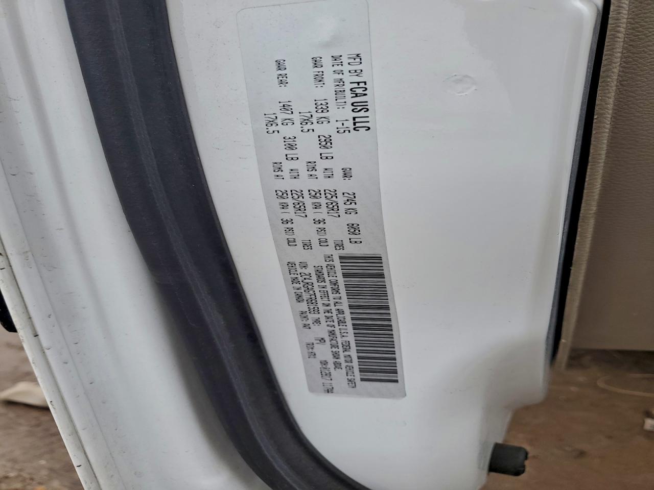 2015 Ram Tradesman White vin: 2C4JRGAG7FR681593