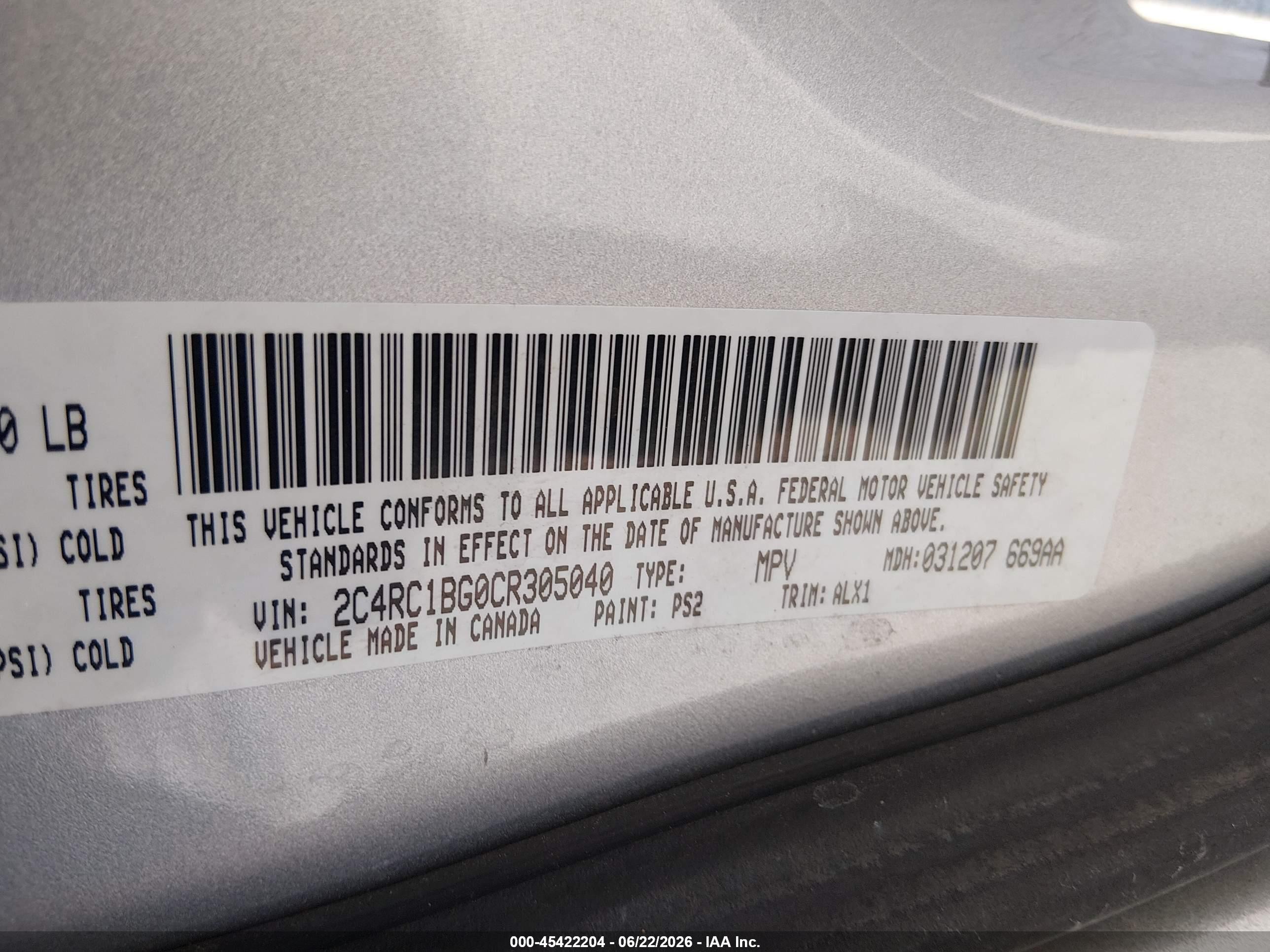 2012 Chrysler Town & Country Touring Silver vin: 2C4RC1BG0CR305040