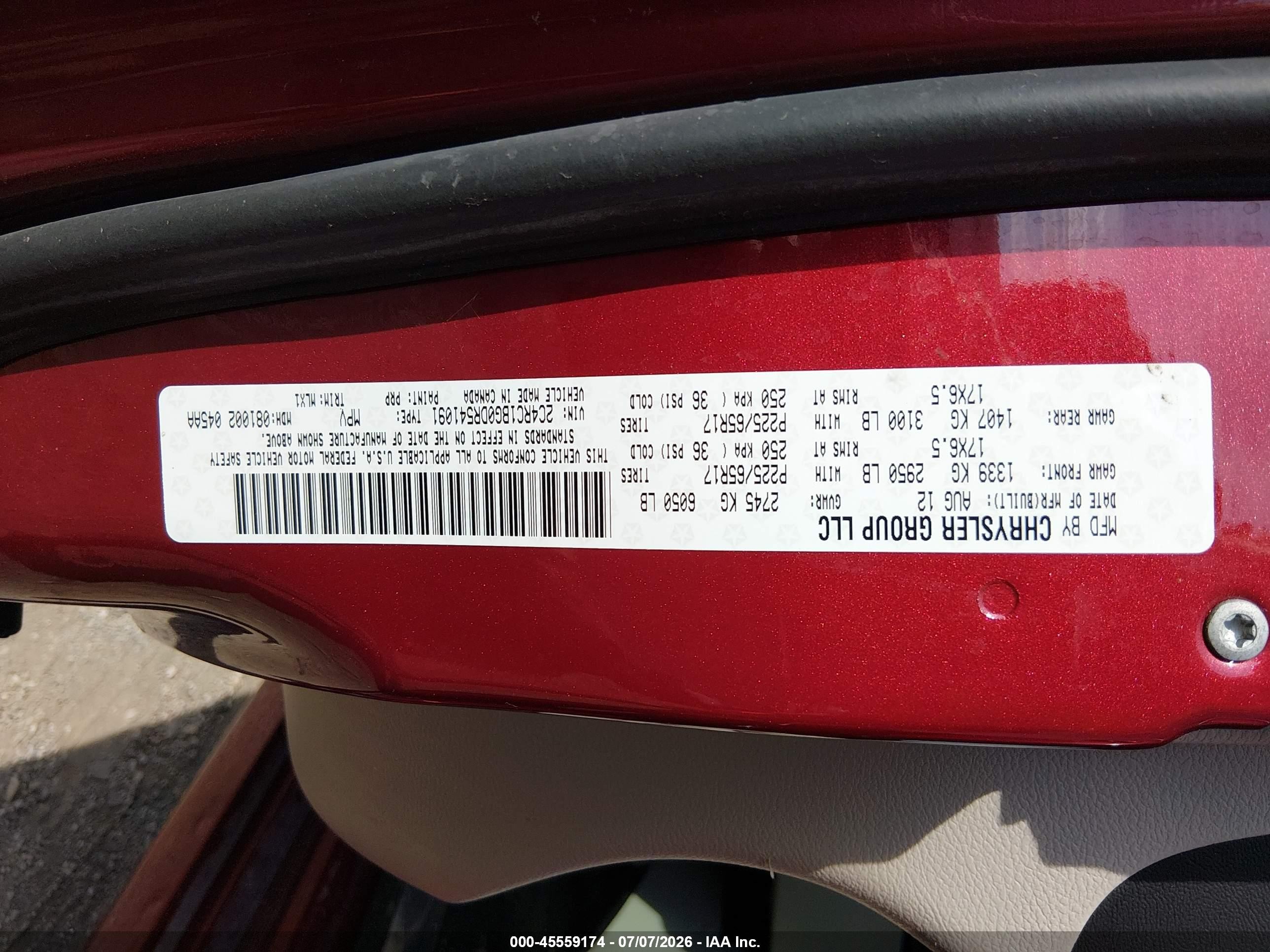 2013 Chrysler Town & Country Touring Red vin: 2C4RC1BG0DR541091