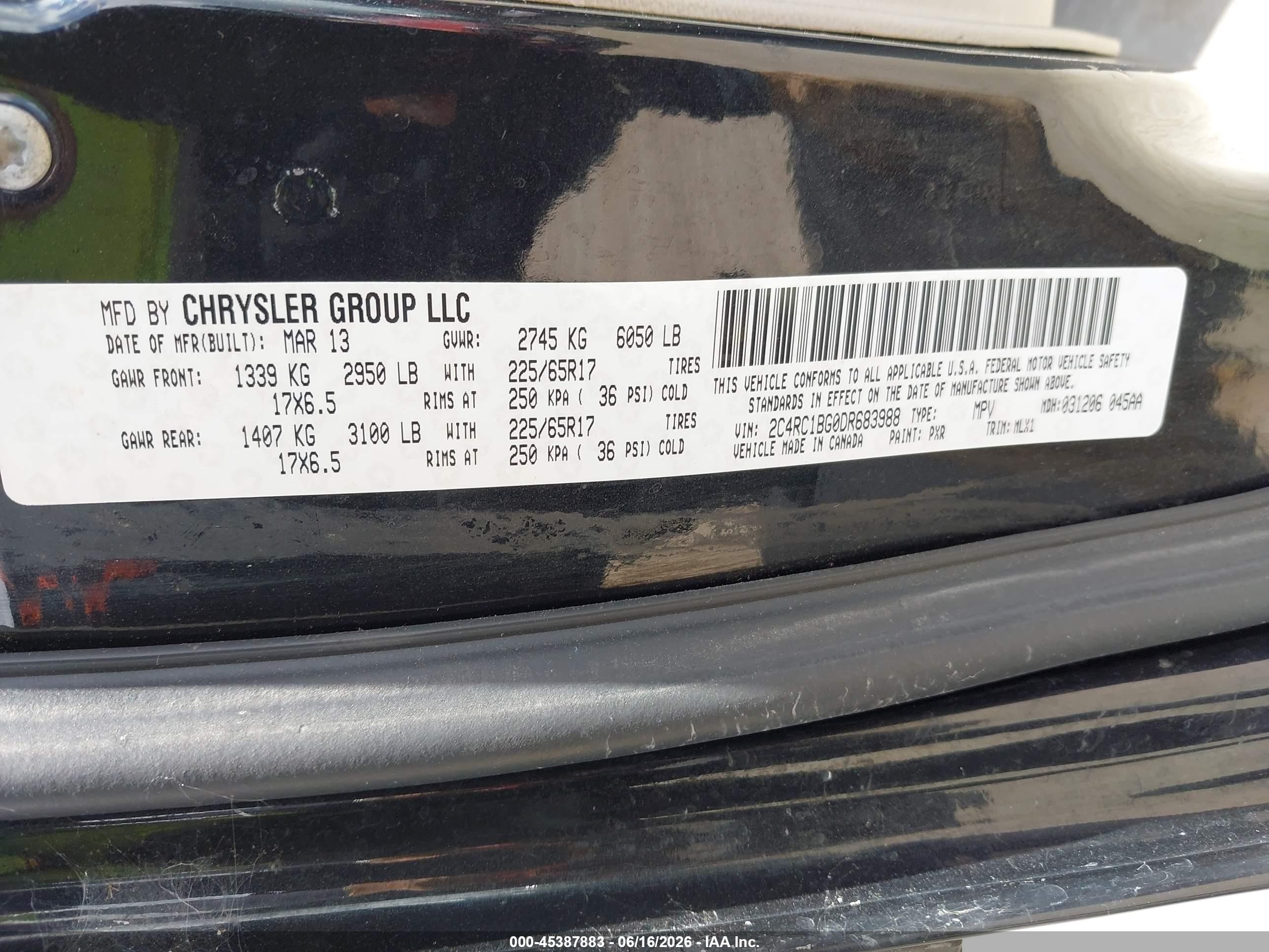 2013 Chrysler Town & Country Touring Черный vin: 2C4RC1BG0DR683988