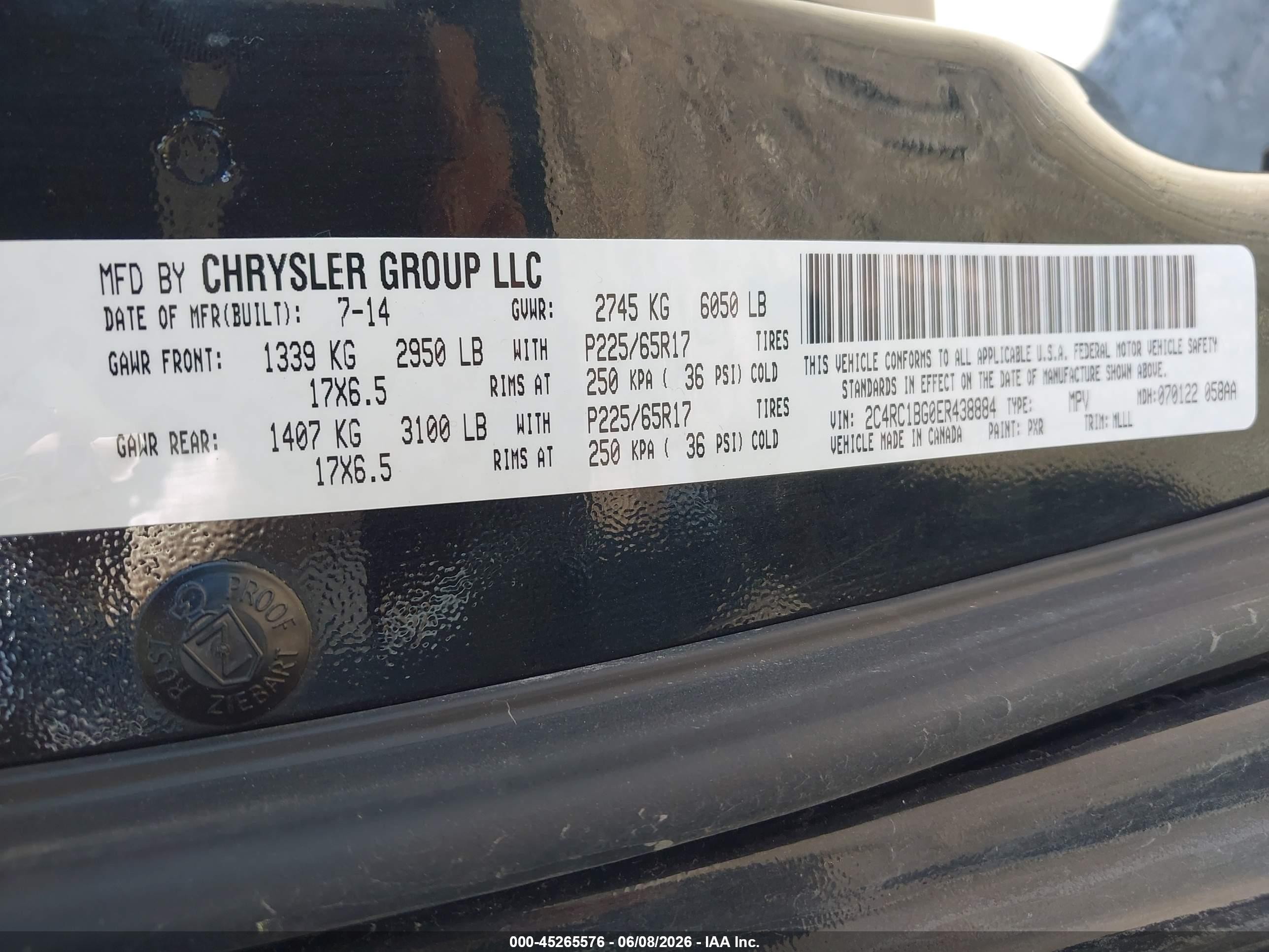 2014 Chrysler Town & Country Touring Dark Blue vin: 2C4RC1BG0ER438884