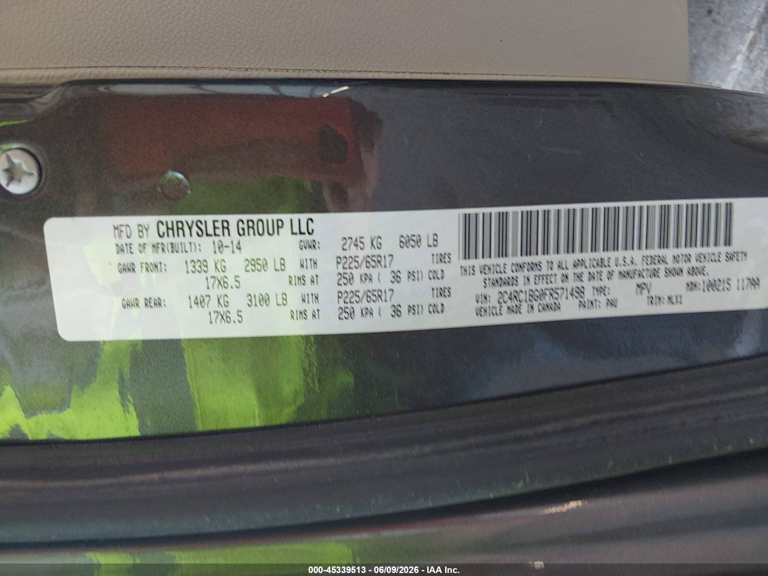 2015 Chrysler Town & Country Touring Gray vin: 2C4RC1BG0FR571498