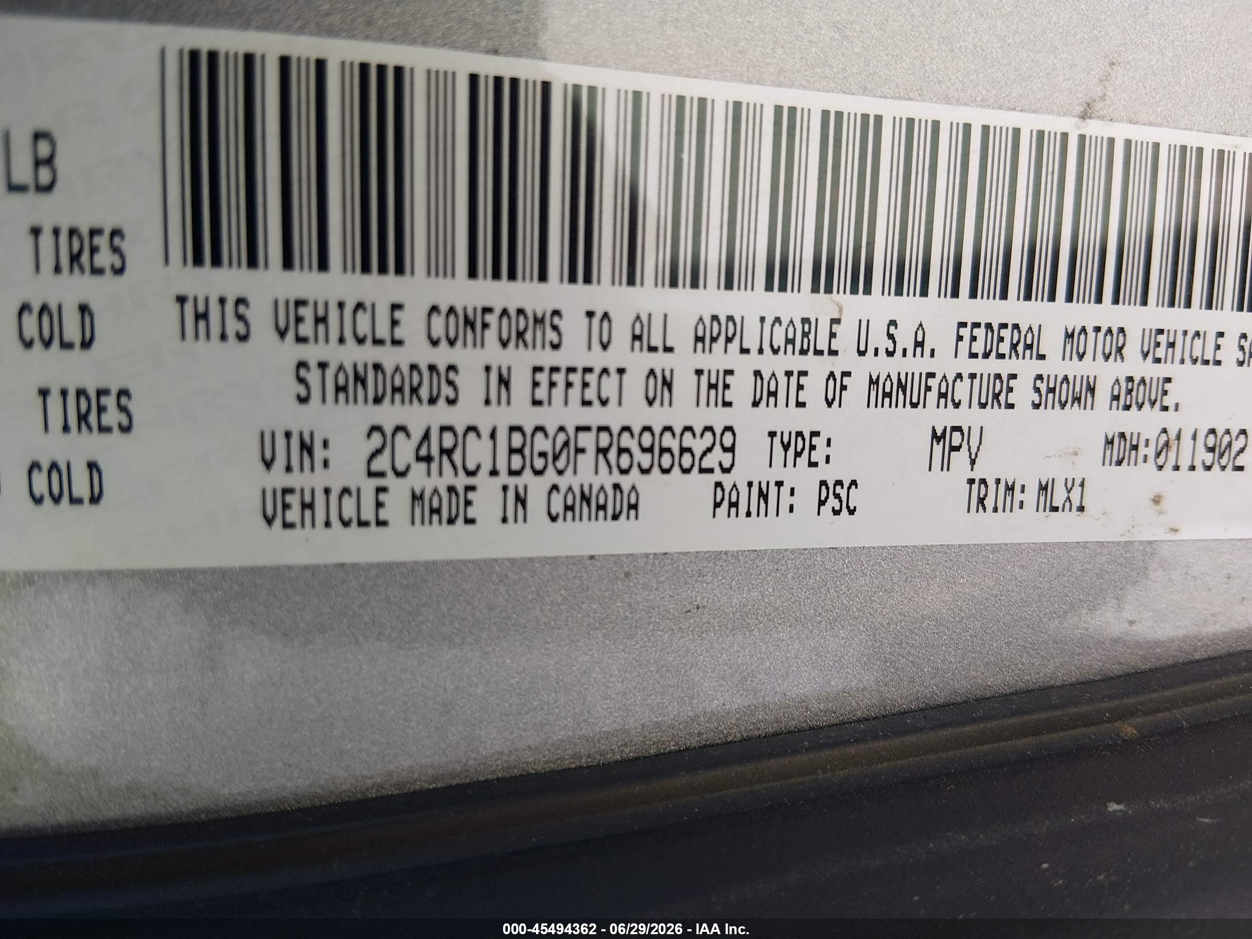 2015 Chrysler Town & Country Touring Gray vin: 2C4RC1BG0FR696629