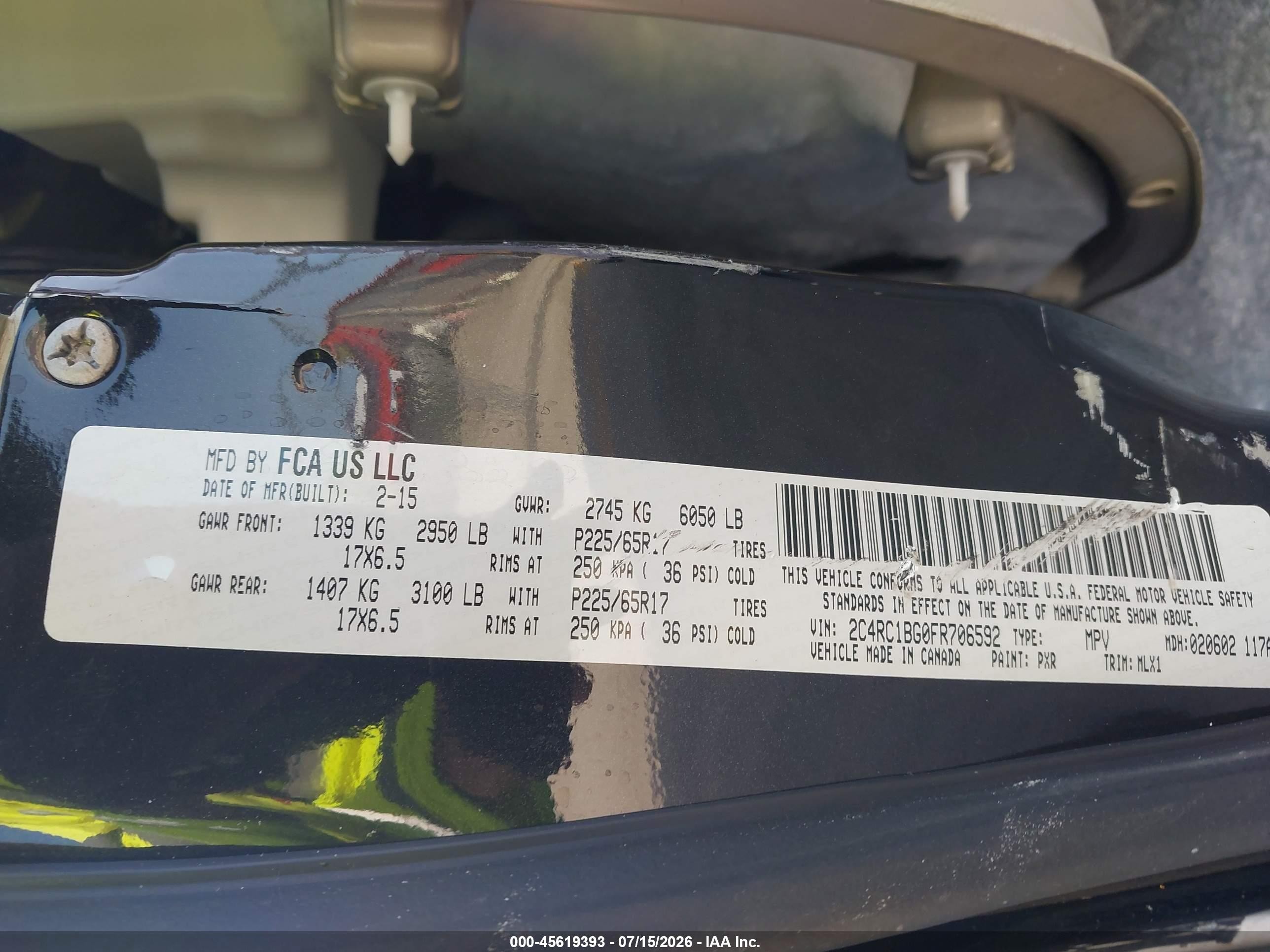 2015 Chrysler Town & Country Touring Черный vin: 2C4RC1BG0FR706592