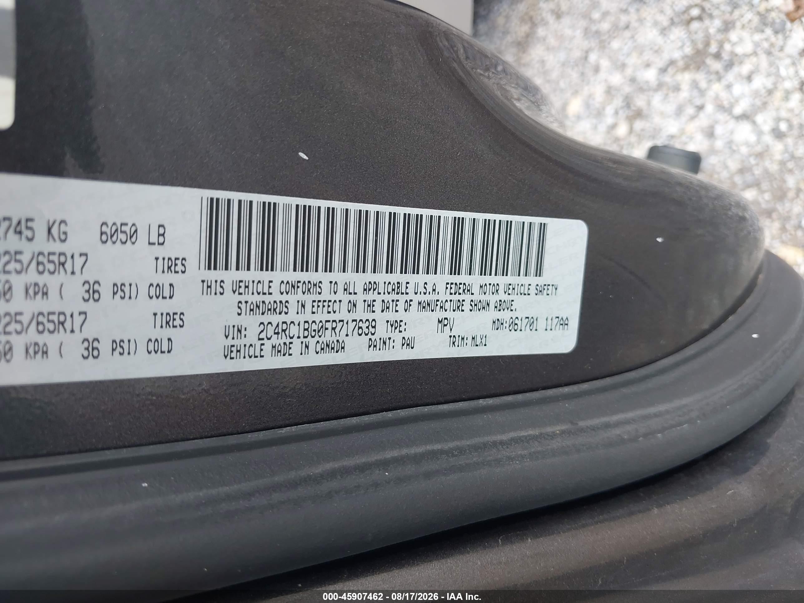2015 Chrysler Town & Country Touring Gray vin: 2C4RC1BG0FR717639