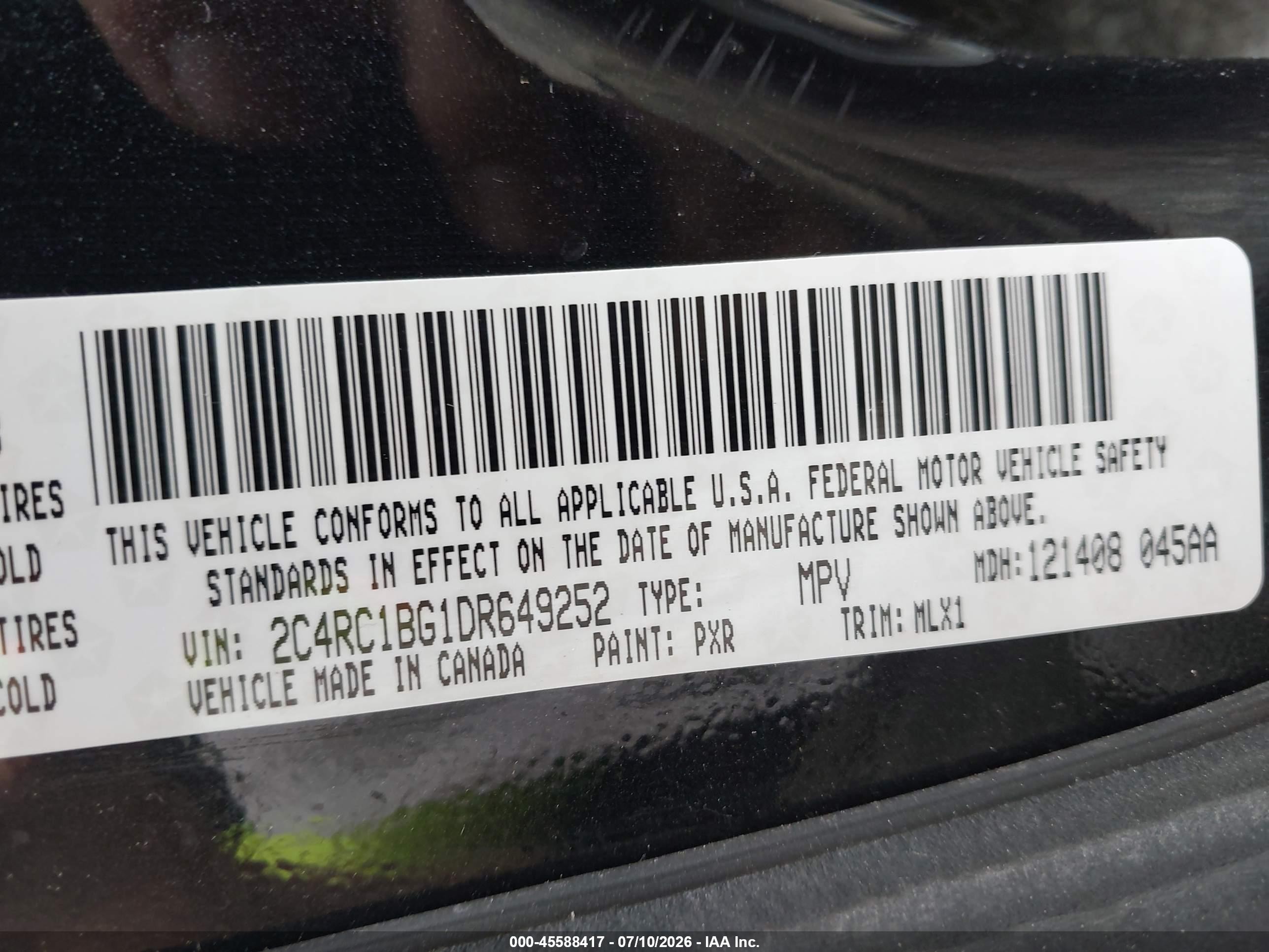 2013 Chrysler Town & Country Touring Black vin: 2C4RC1BG1DR649252