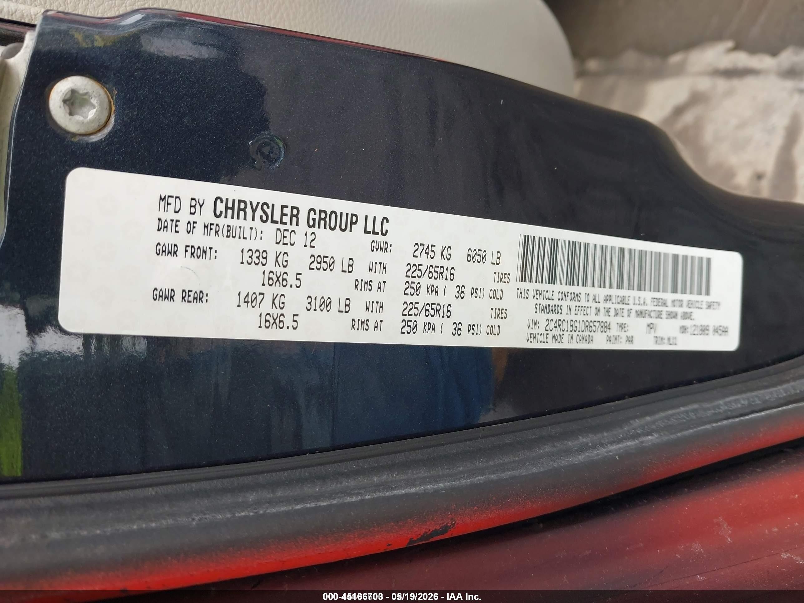 2013 Chrysler Town & Country Touring Red vin: 2C4RC1BG1DR657884
