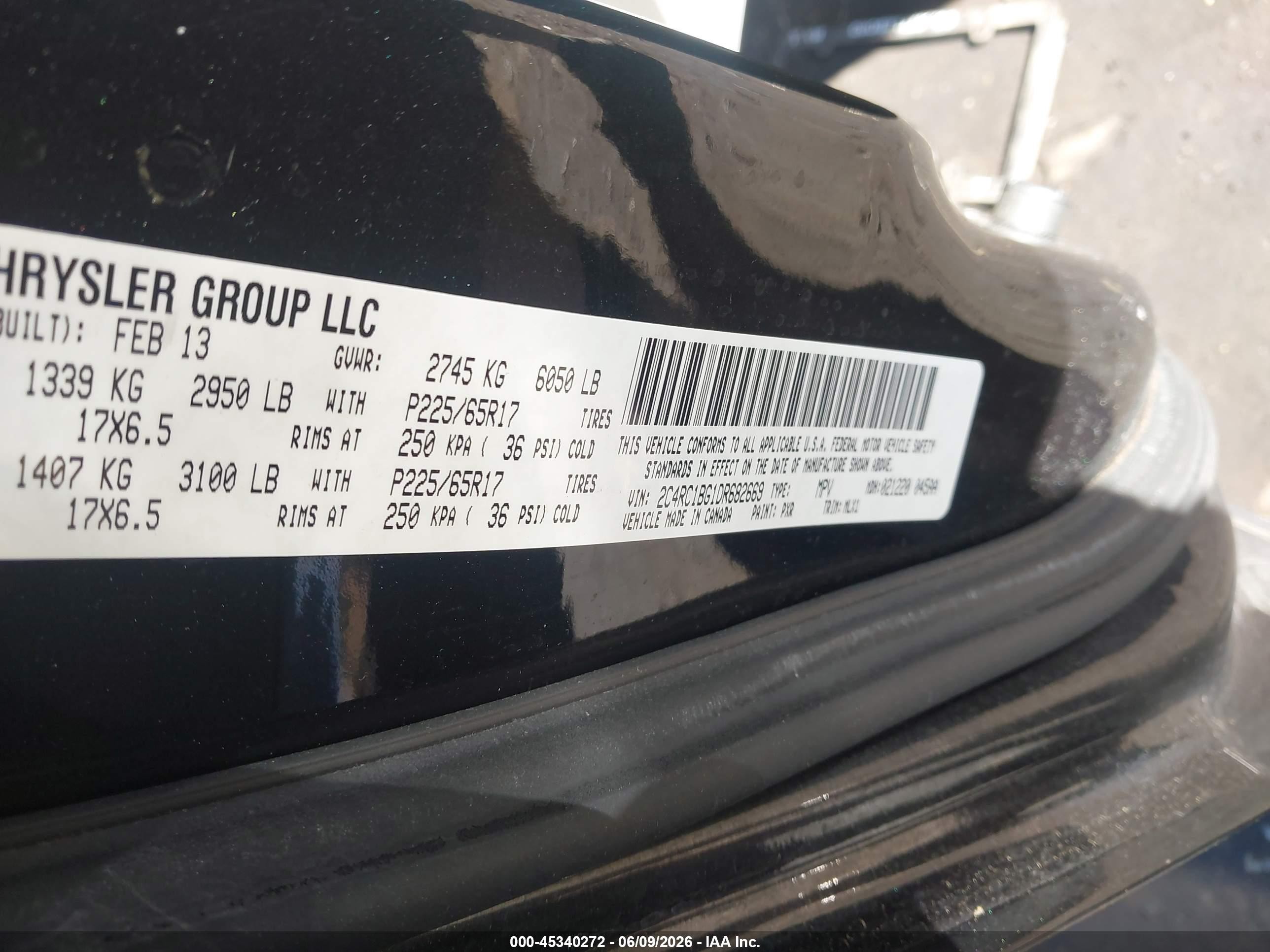 2013 Chrysler Town & Country Touring Black vin: 2C4RC1BG1DR682669