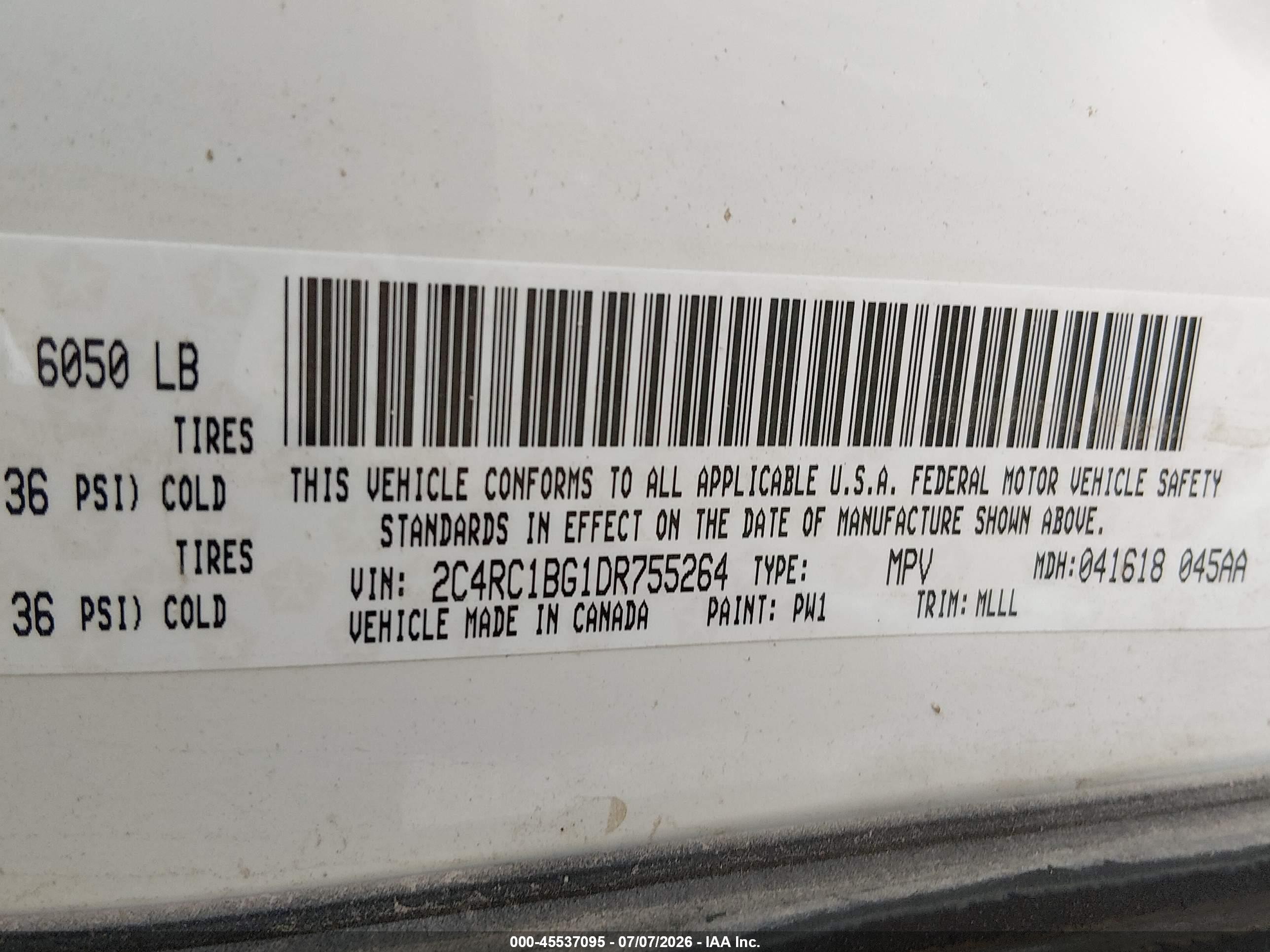 2013 Chrysler Town & Country Touring Белый vin: 2C4RC1BG1DR755264