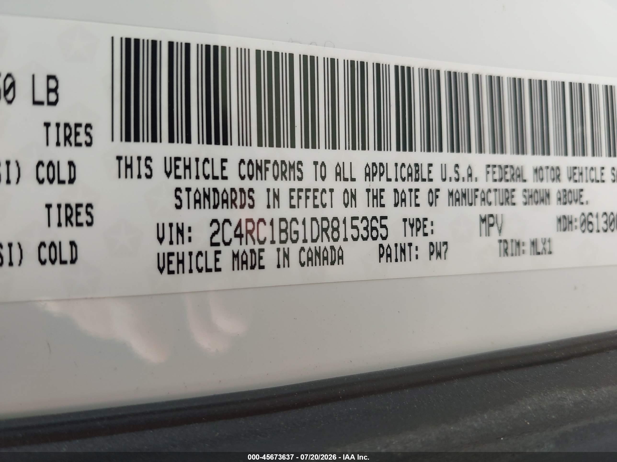 2013 Chrysler Town & Country Touring Белый vin: 2C4RC1BG1DR815365