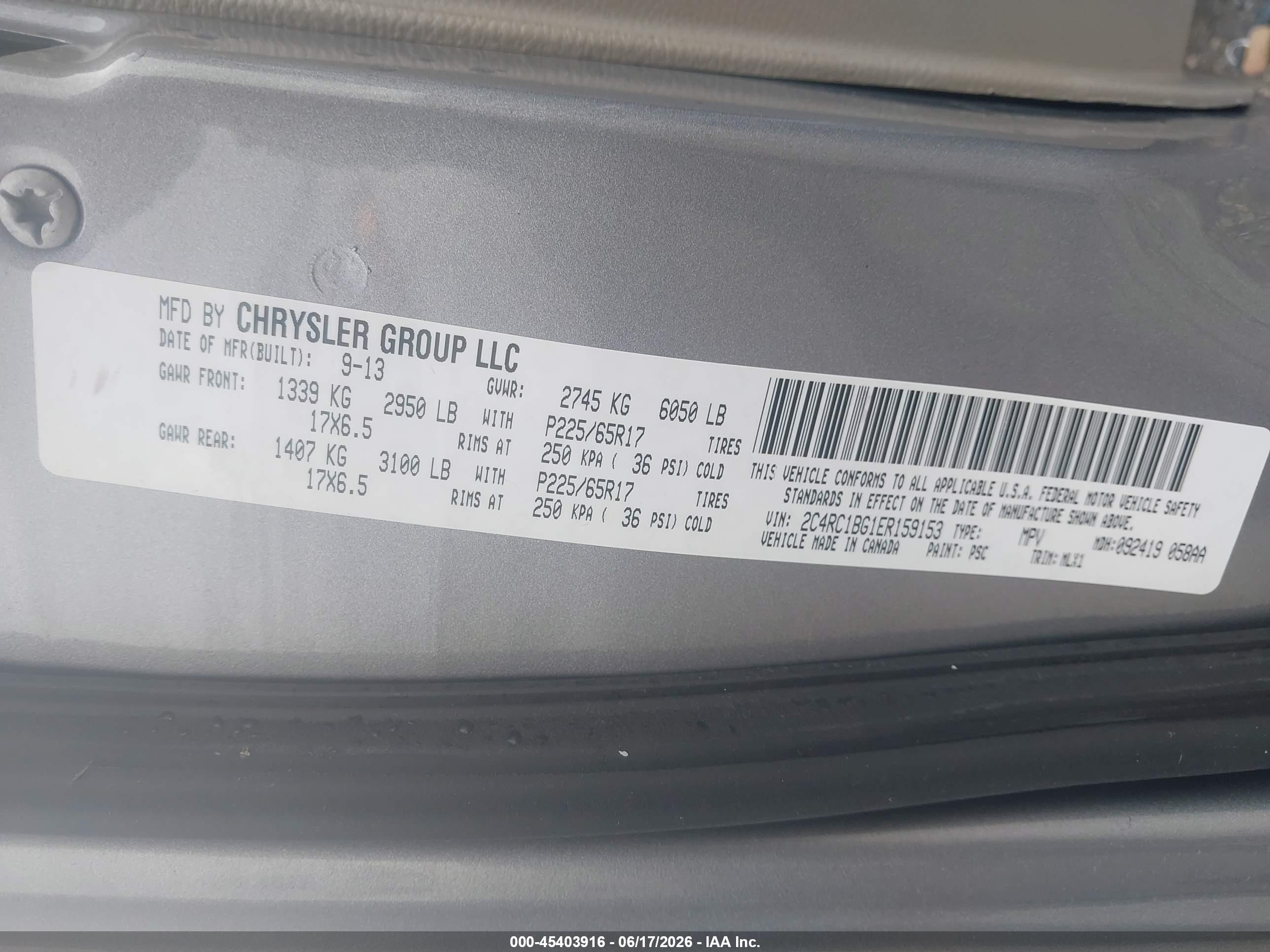 2014 Chrysler Town & Country Touring Silver vin: 2C4RC1BG1ER159153