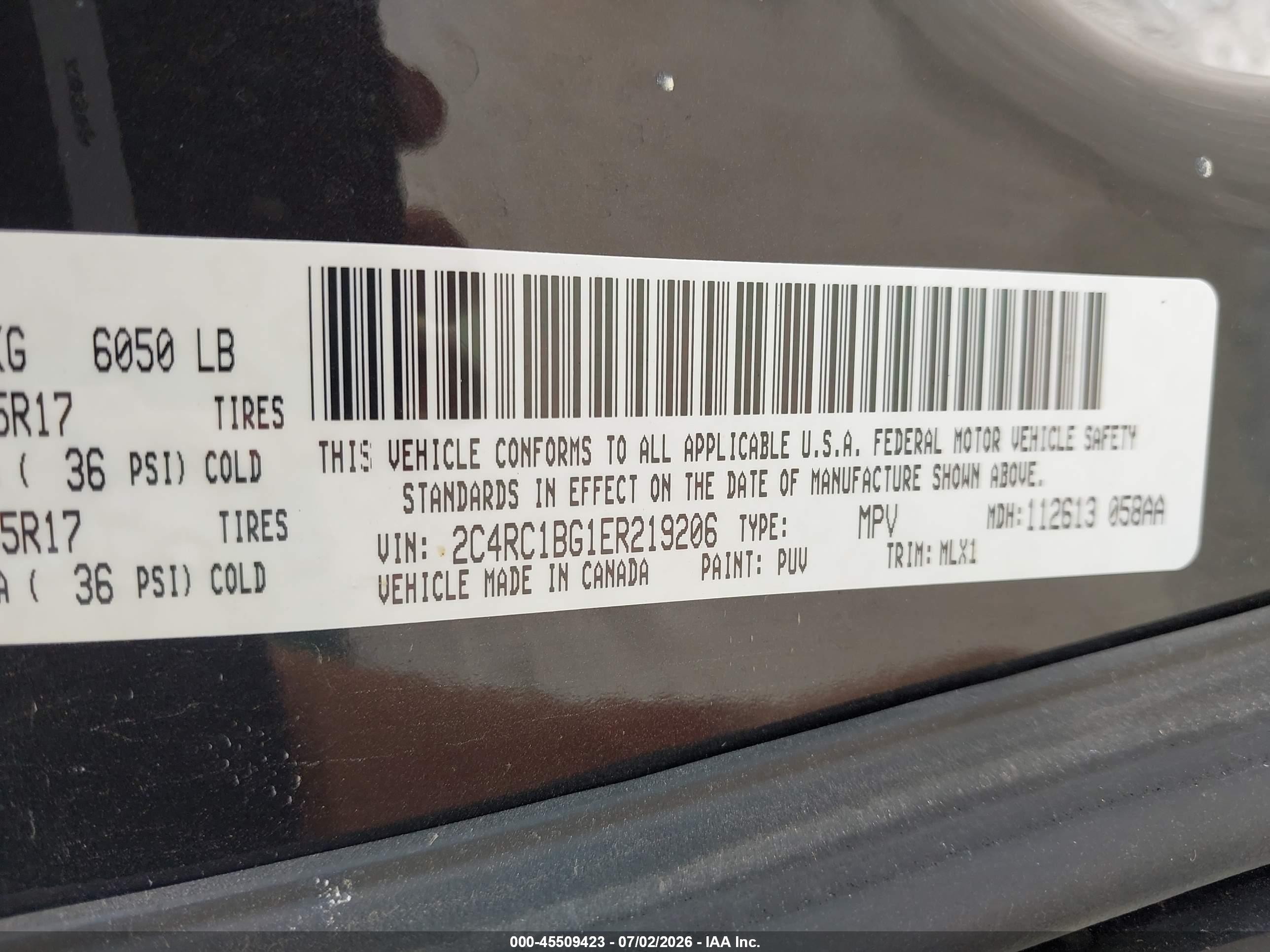 2014 Chrysler Town & Country Touring Black vin: 2C4RC1BG1ER219206