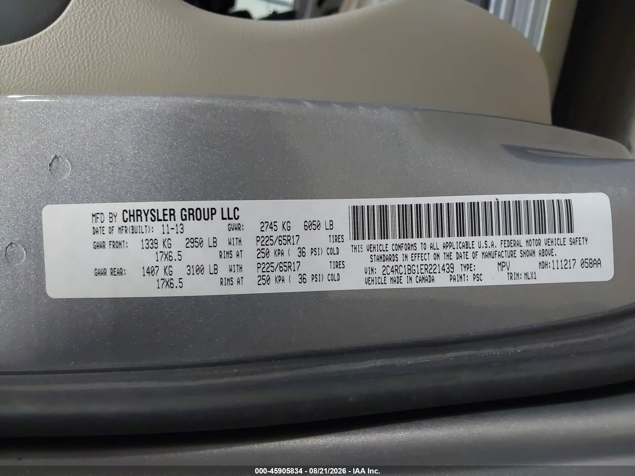 2014 Chrysler Town & Country Touring Серебряный vin: 2C4RC1BG1ER221439