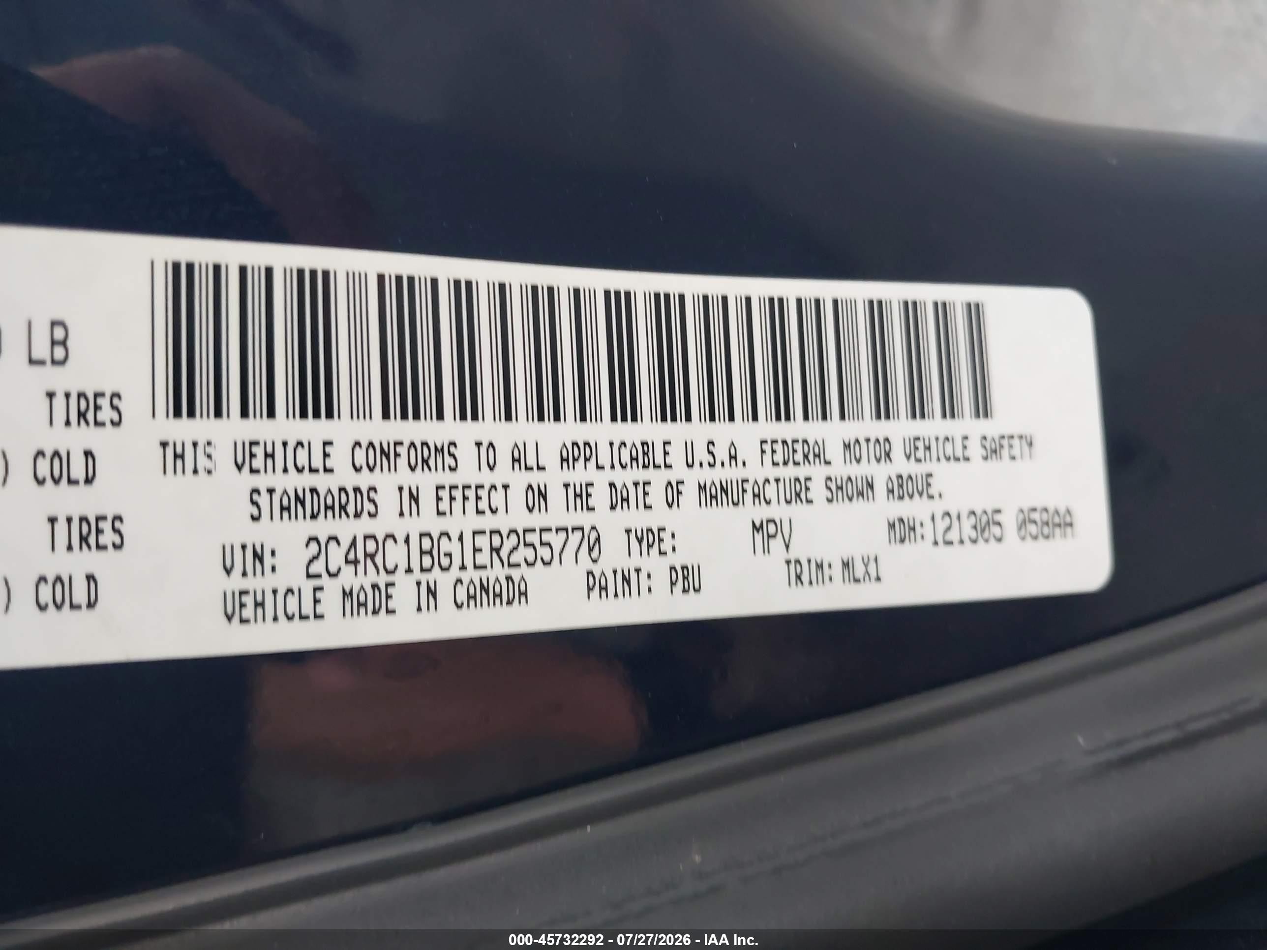 2014 Chrysler Town & Country Touring Синий vin: 2C4RC1BG1ER255770
