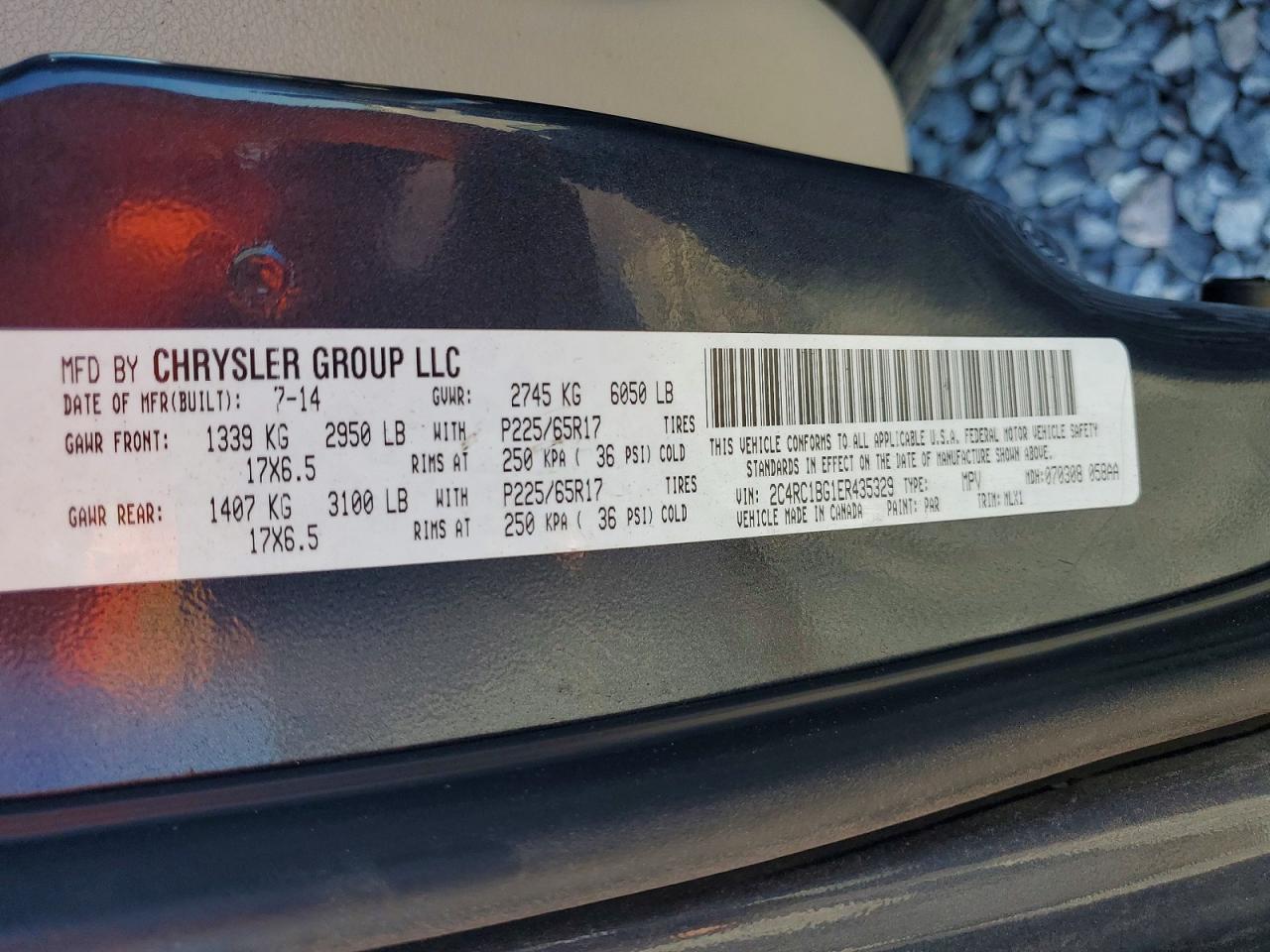 2014 Chrysler Town & Country Touring Gray vin: 2C4RC1BG1ER435329