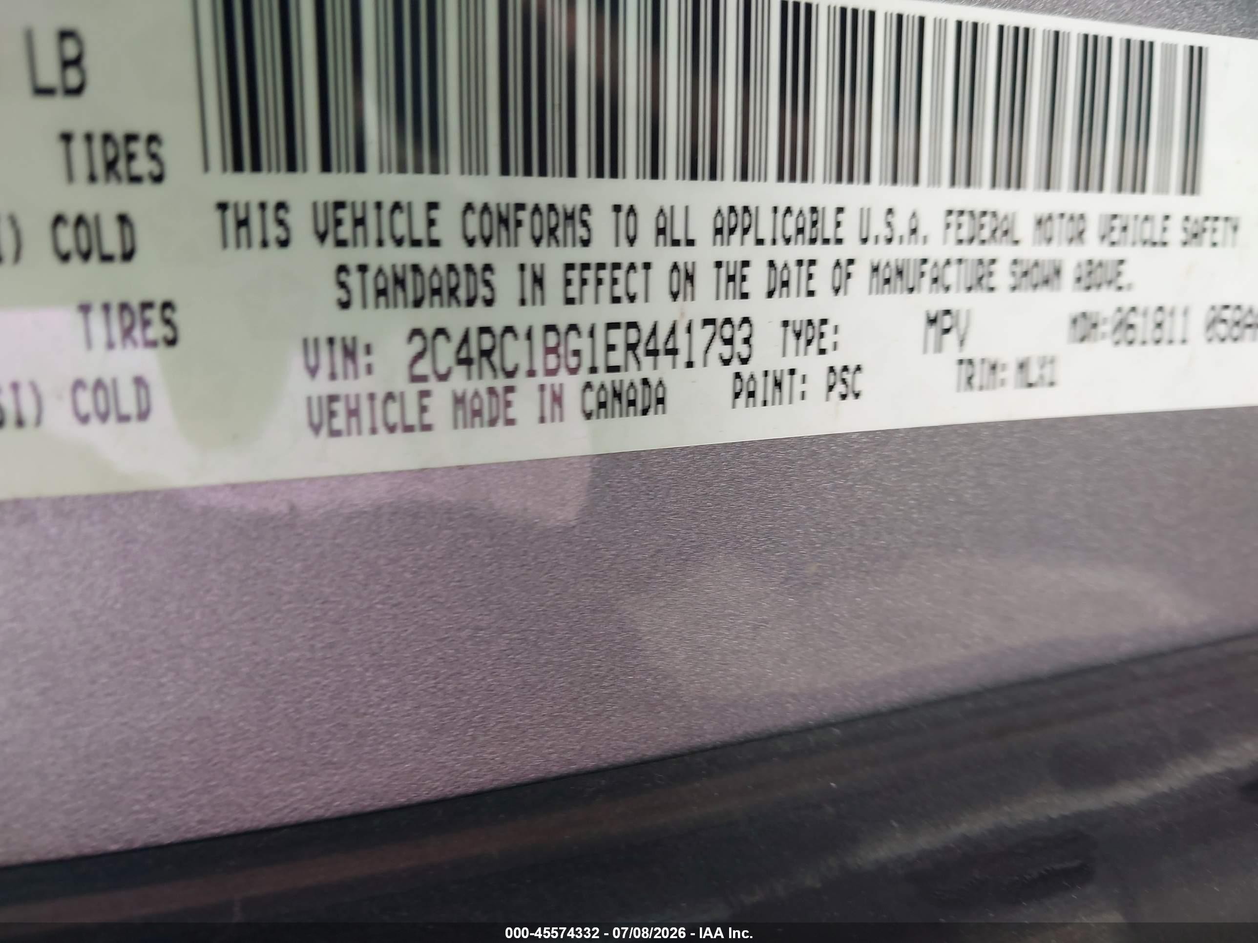 2014 Chrysler Town & Country Touring Silver vin: 2C4RC1BG1ER441793